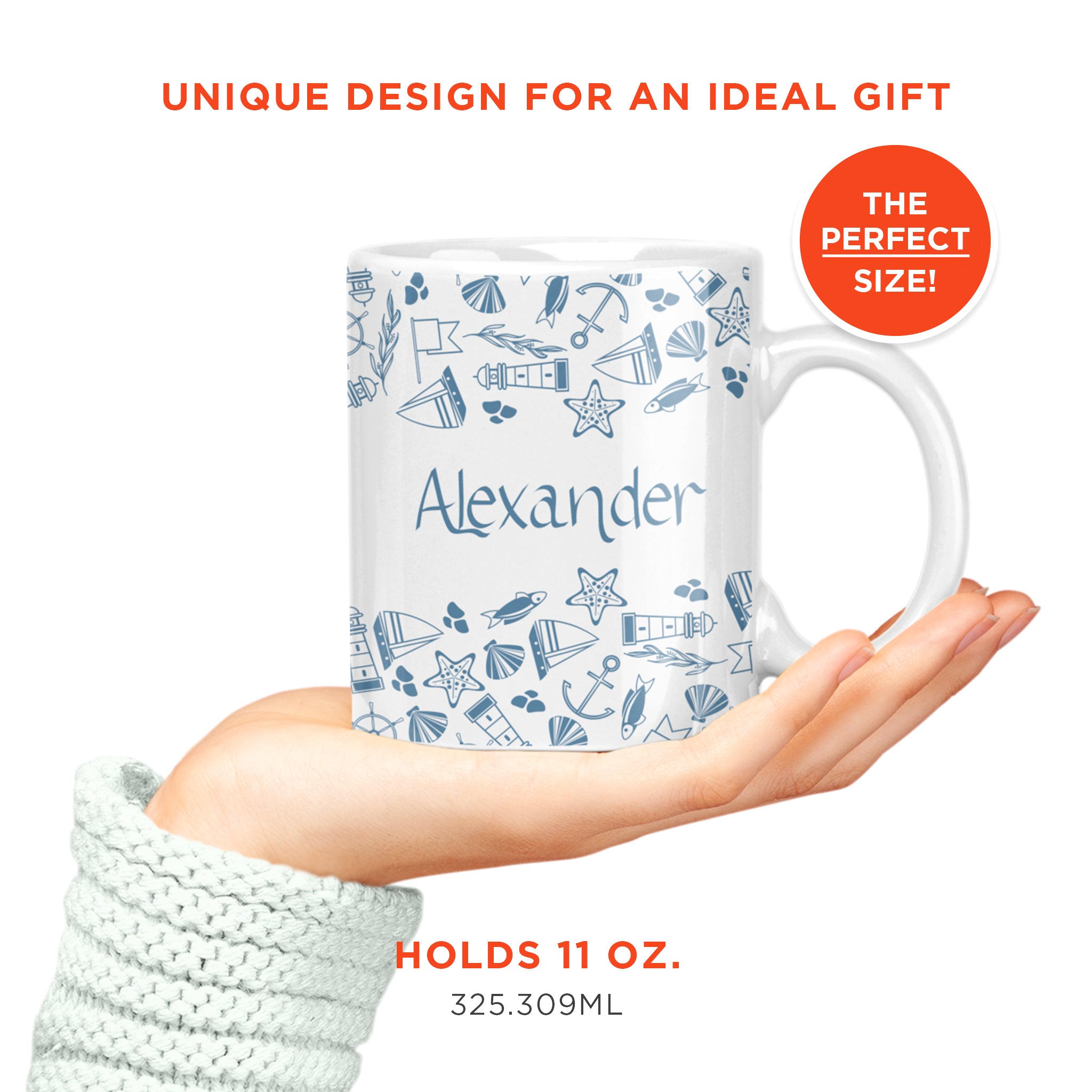Personalized Nautical Pattern Coffee Mug