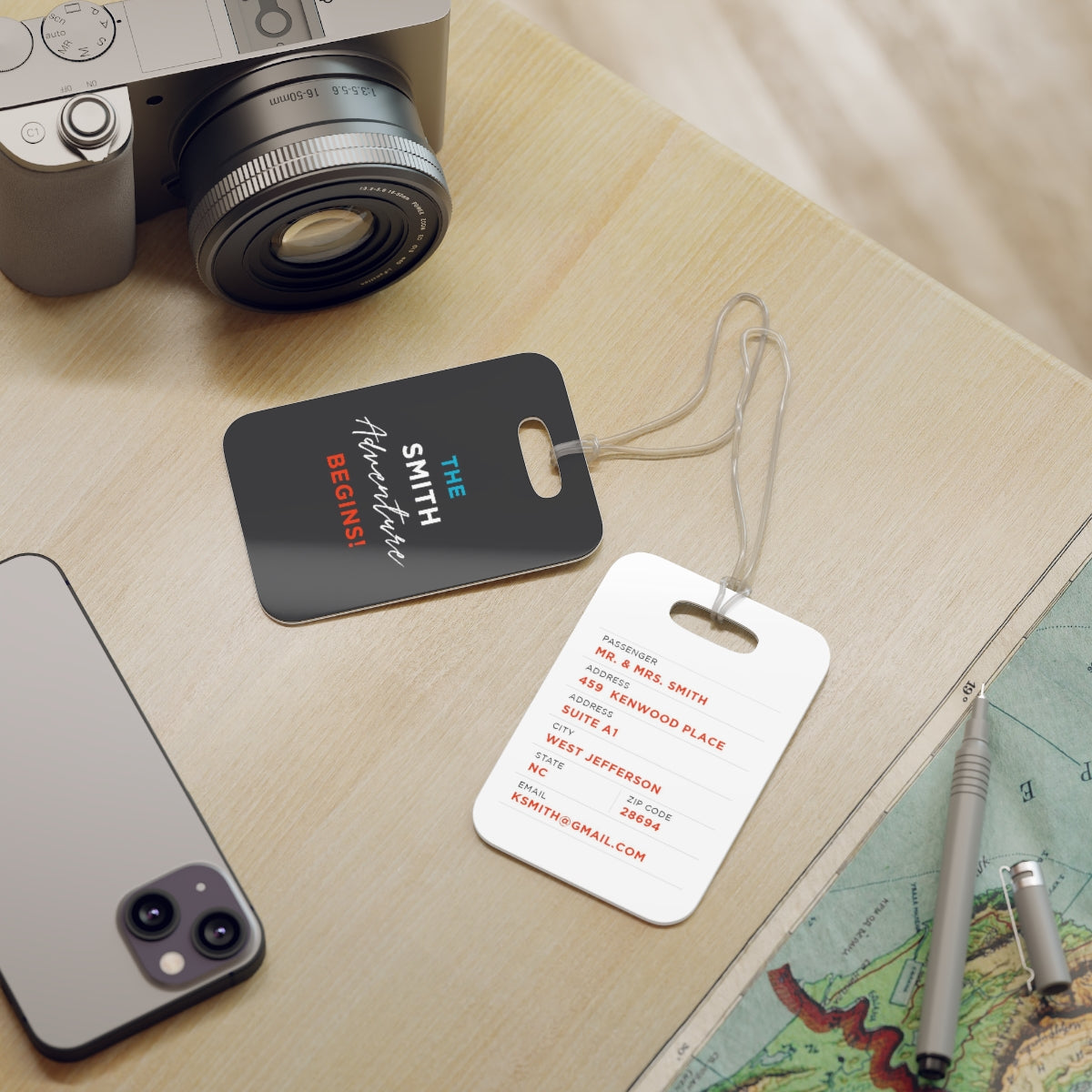 The Adventure Begins! Personalized Family Name Luggage Tag