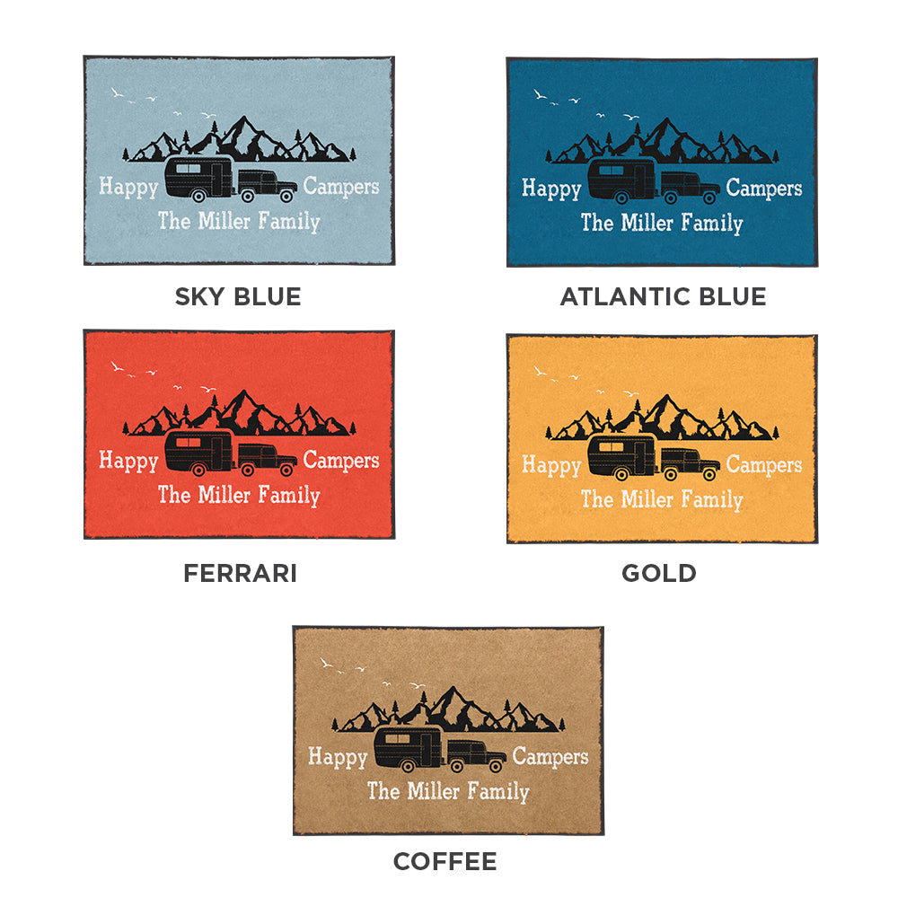 Custom Happy Campers Welcome Mat - Personalized With Your Name!