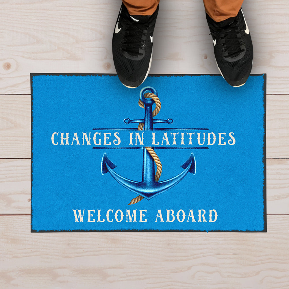 Welcome Aboard Nautical Anchor Floor Mat