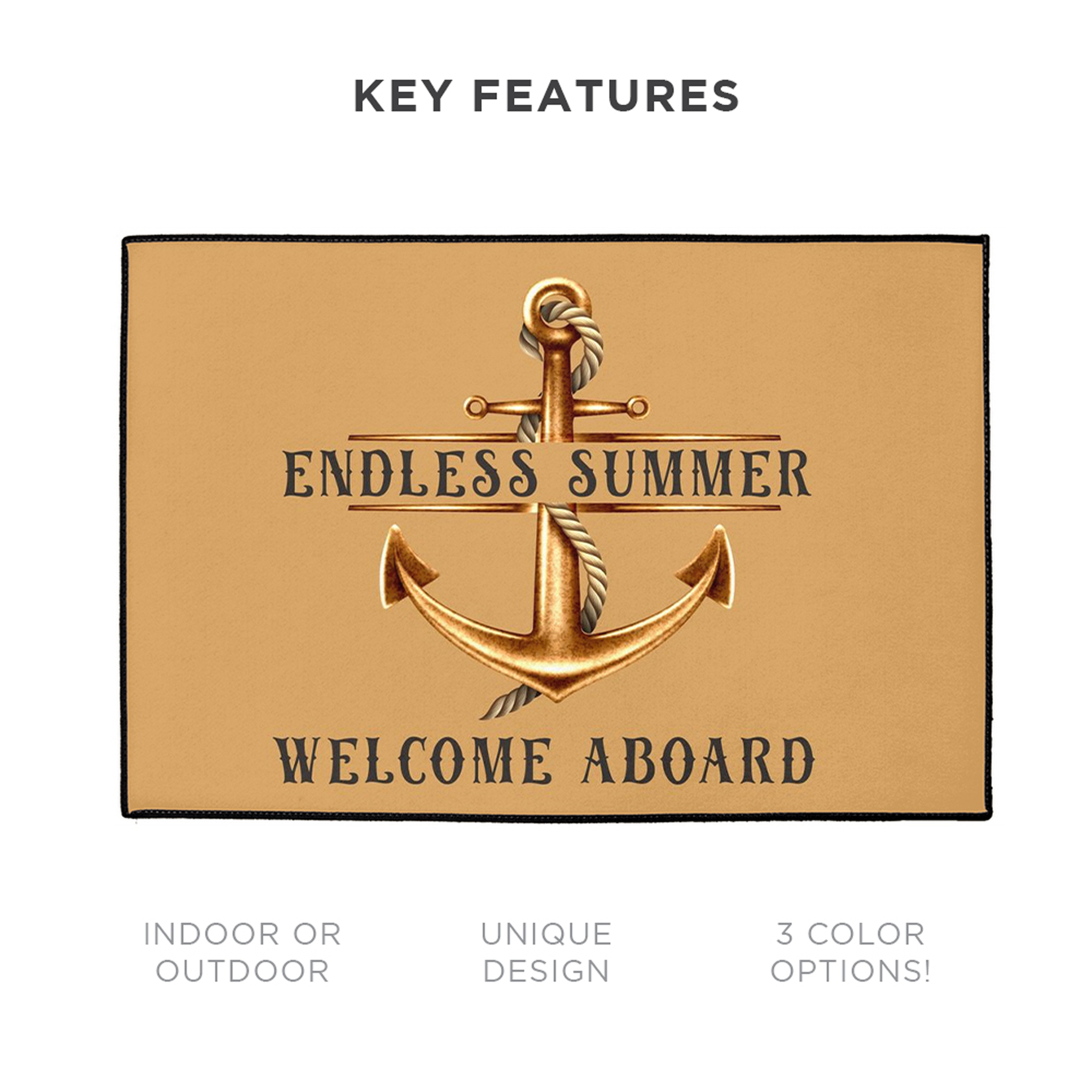 Welcome Aboard Nautical Anchor Floor Mat