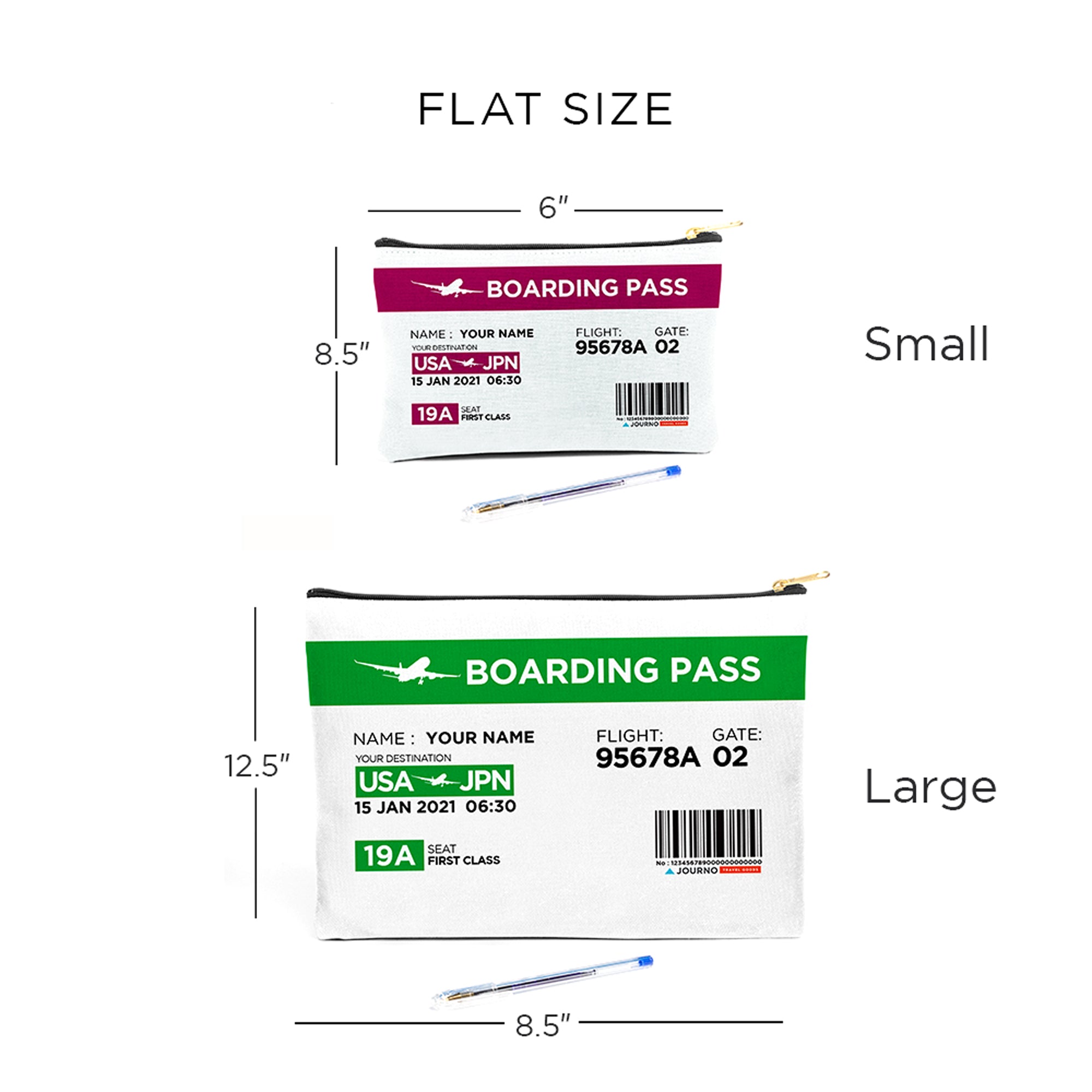 Boarding Pass Personalized Accessory Pouch