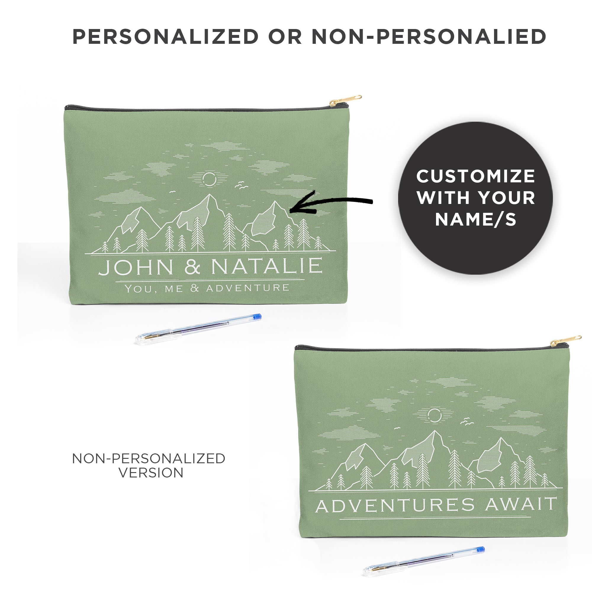 Adventures Await Personalized Essentials Holder Pouch