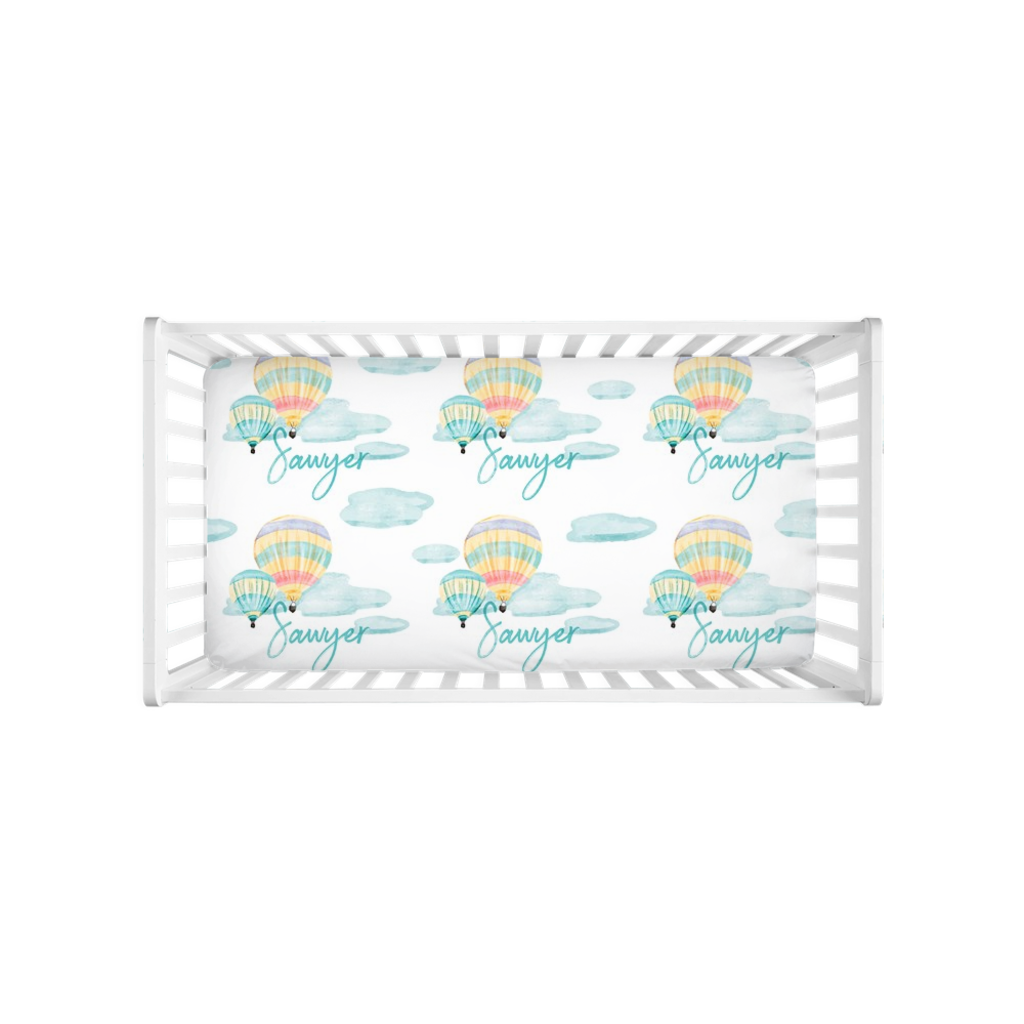 Personalized Hot Air Balloon Ride Crib Sheets