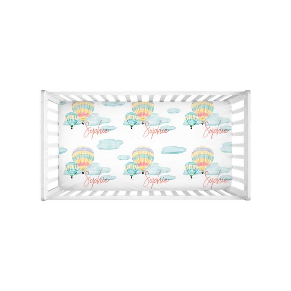 Personalized Hot Air Balloon Ride Crib Sheets