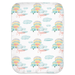 Personalized Hot Air Balloon Ride Swaddle Blanket