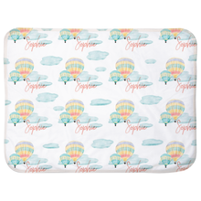 Personalized Sherpa Baby Blanket - Cute Hot Air Balloon Ride With Infant's Name