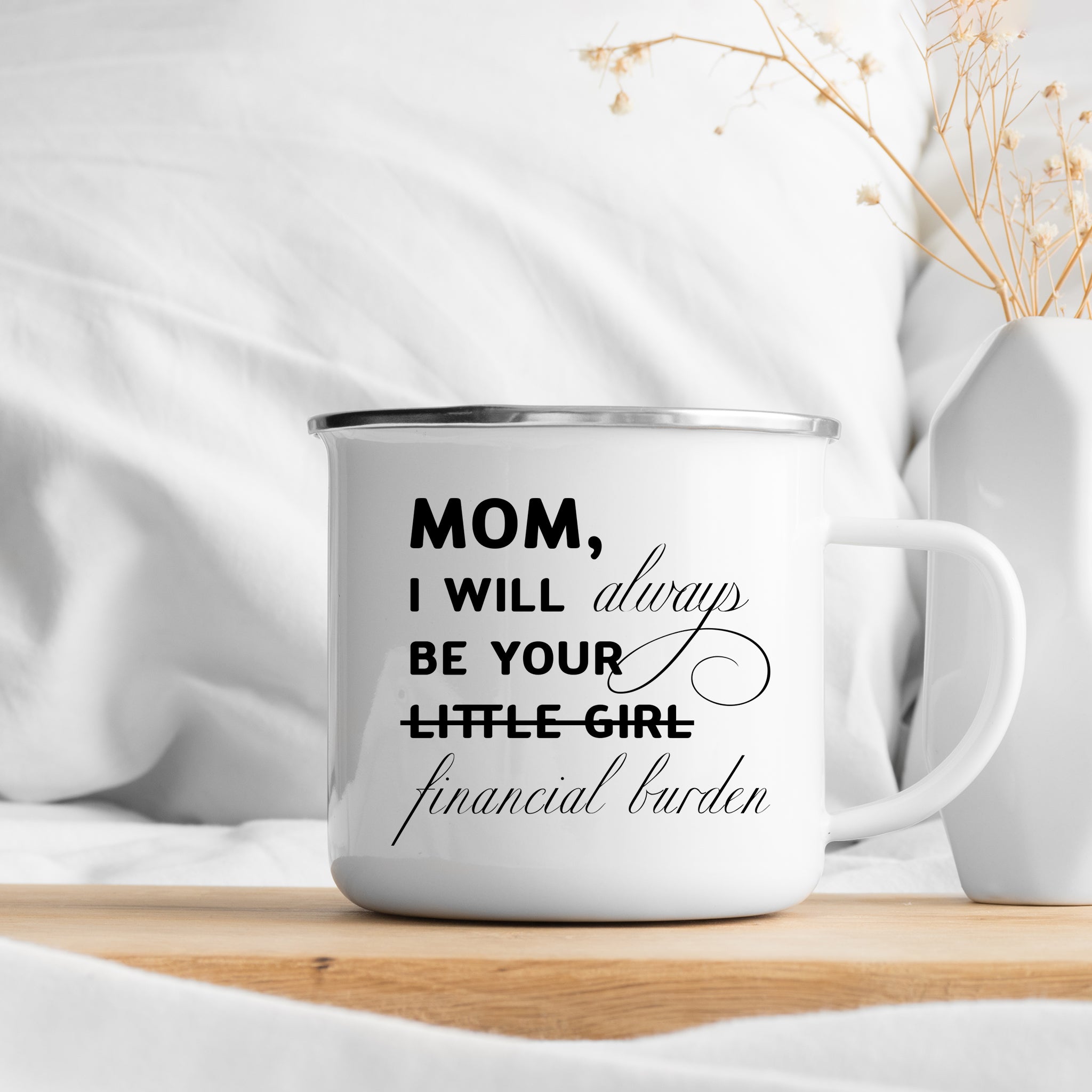 Financial Burden Mom-Daughter Enamel Mug