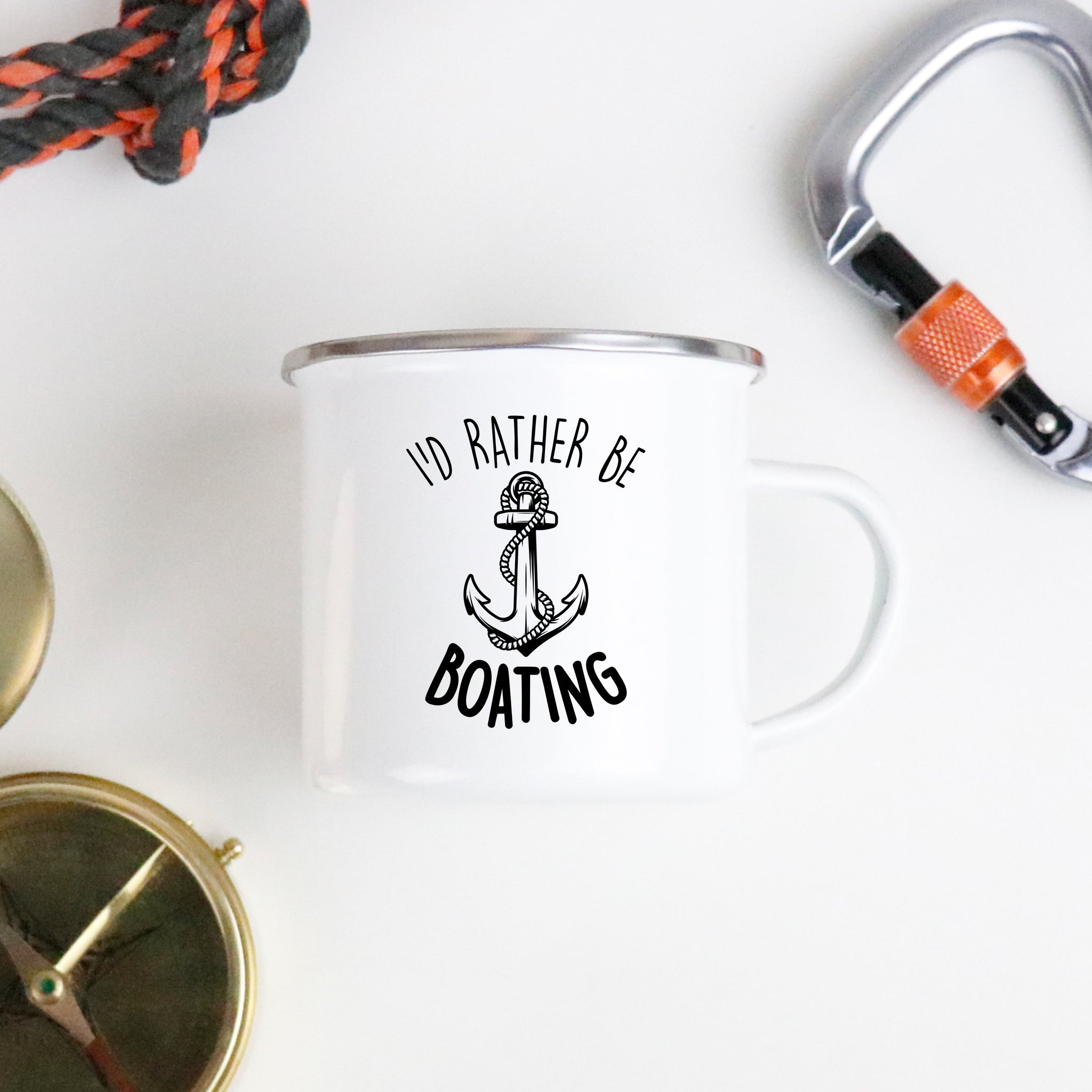 I'd Rather Be Boating Enamel Mug