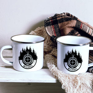 Travel Forest Compass Enamel Mug