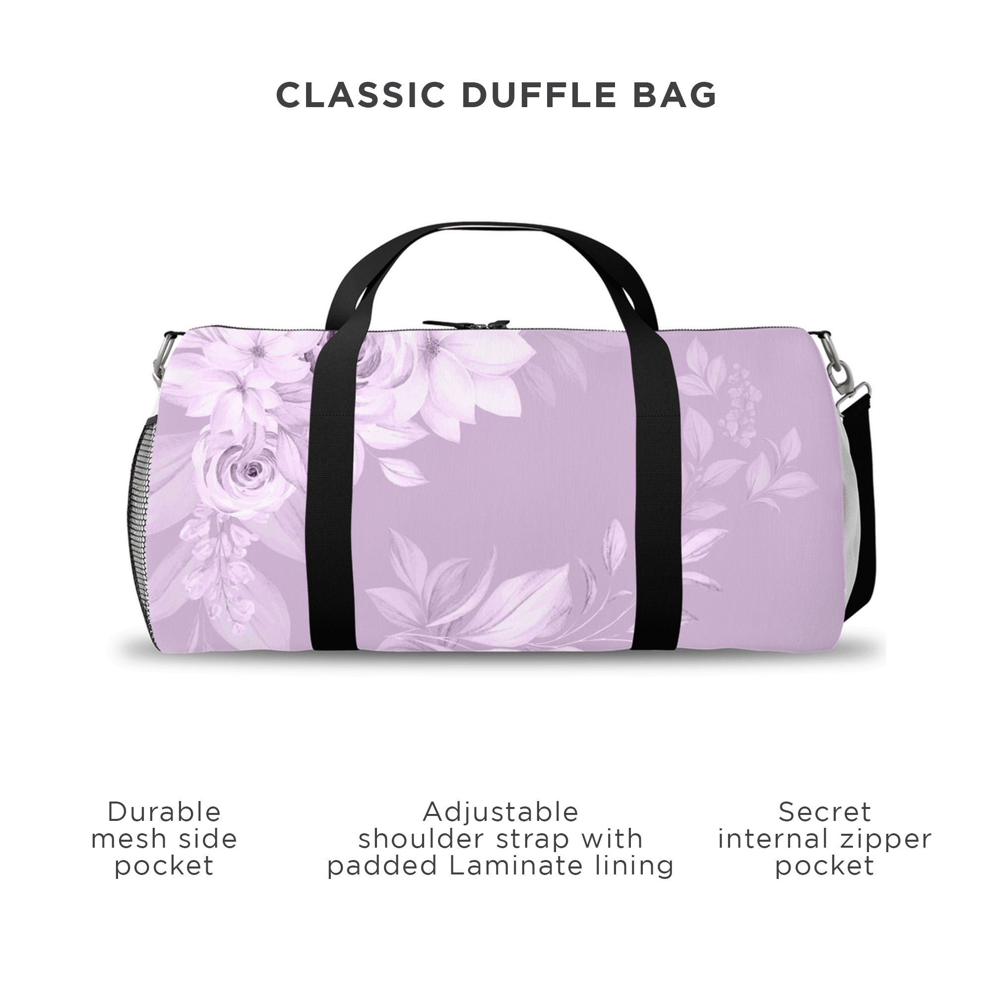 Personalized Floral Weekender Duffle Bag