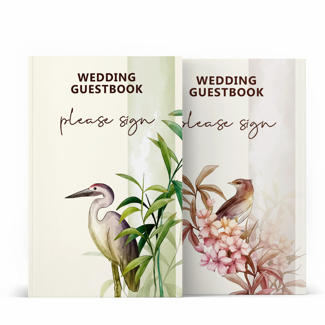 Asian Botanical Art Personalized Hardcover Wedding Book