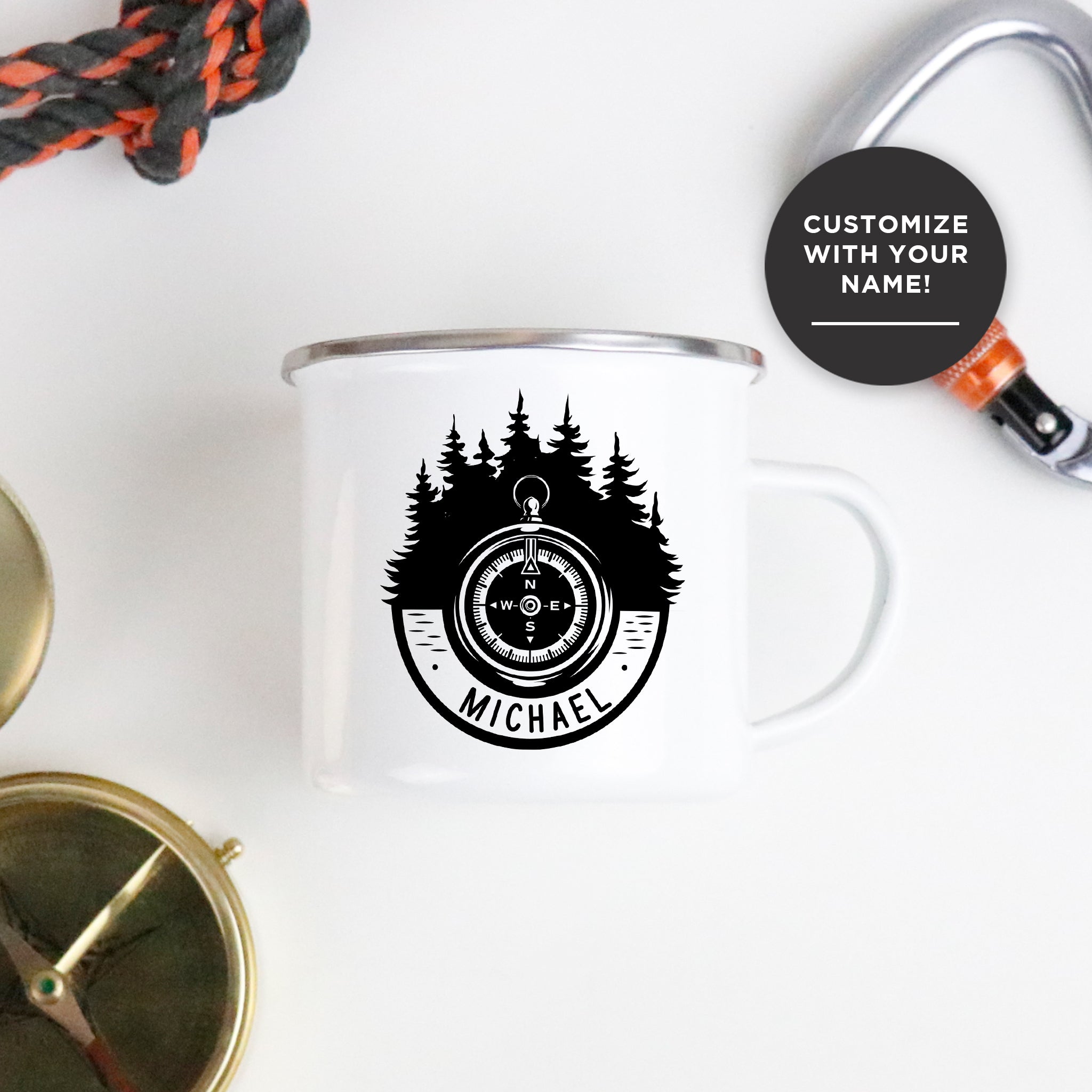 Travel Forest Compass Enamel Mug