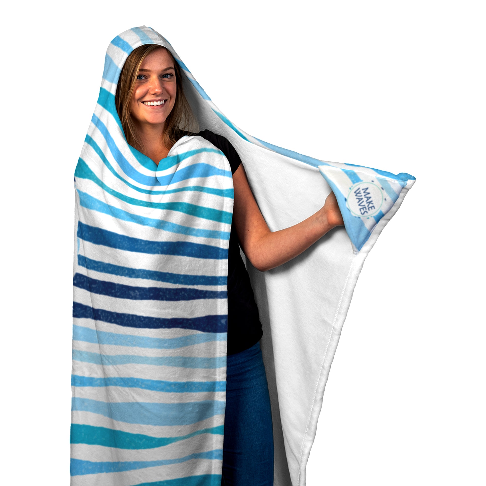 Make Waves Hooded Sherpa Travel Blanket