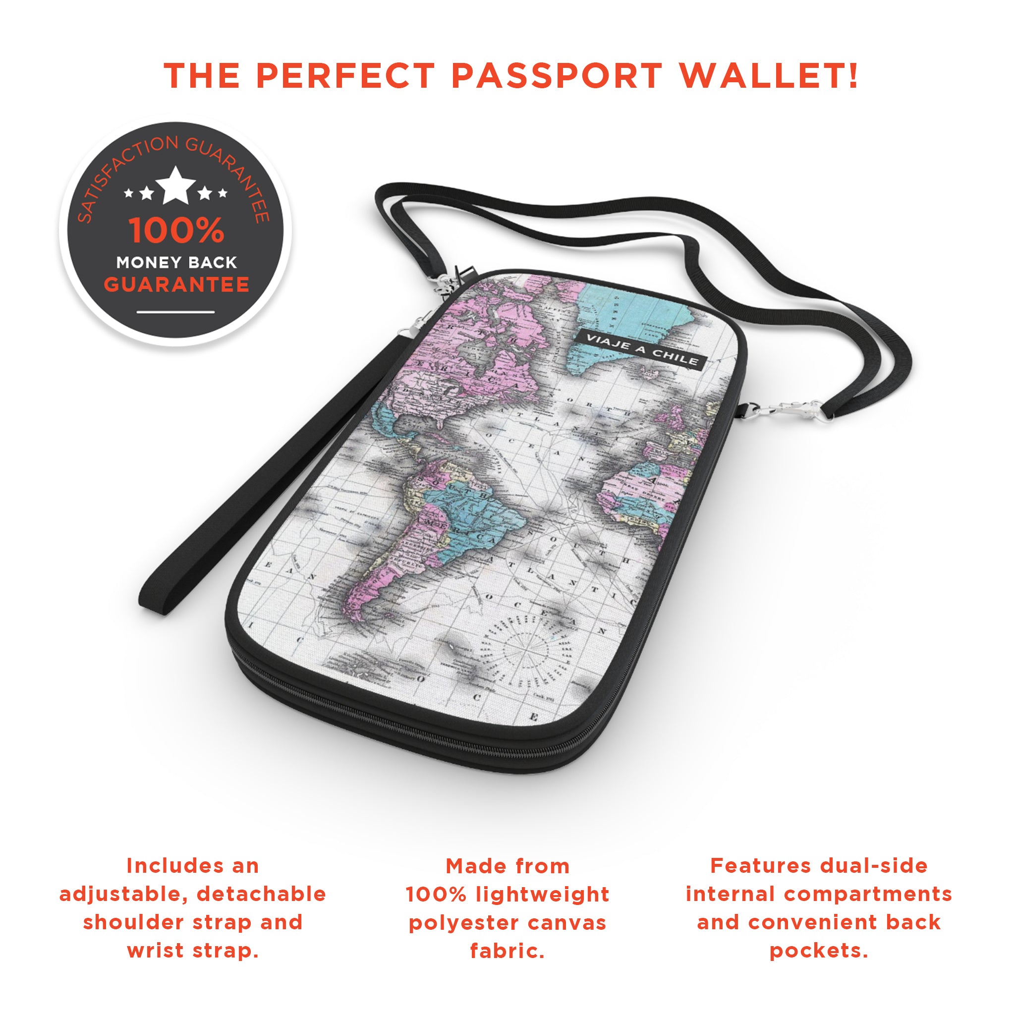 Personalized International World Map Travel Wallet