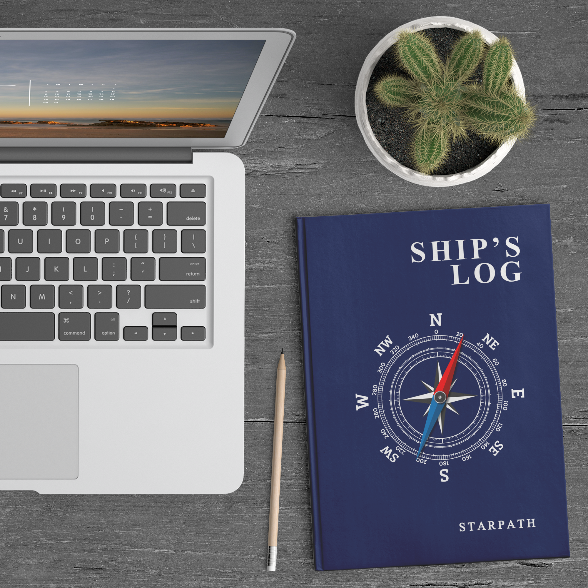Nautical Compass Ship's Log Notebook