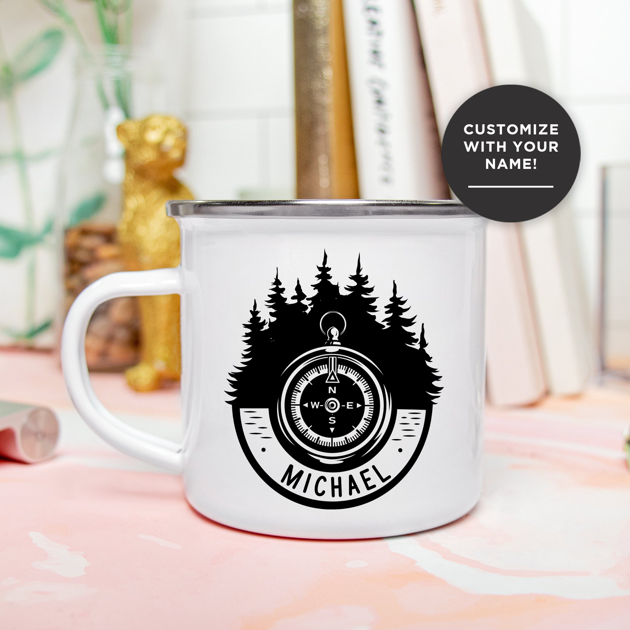 Travel Forest Compass Enamel Mug