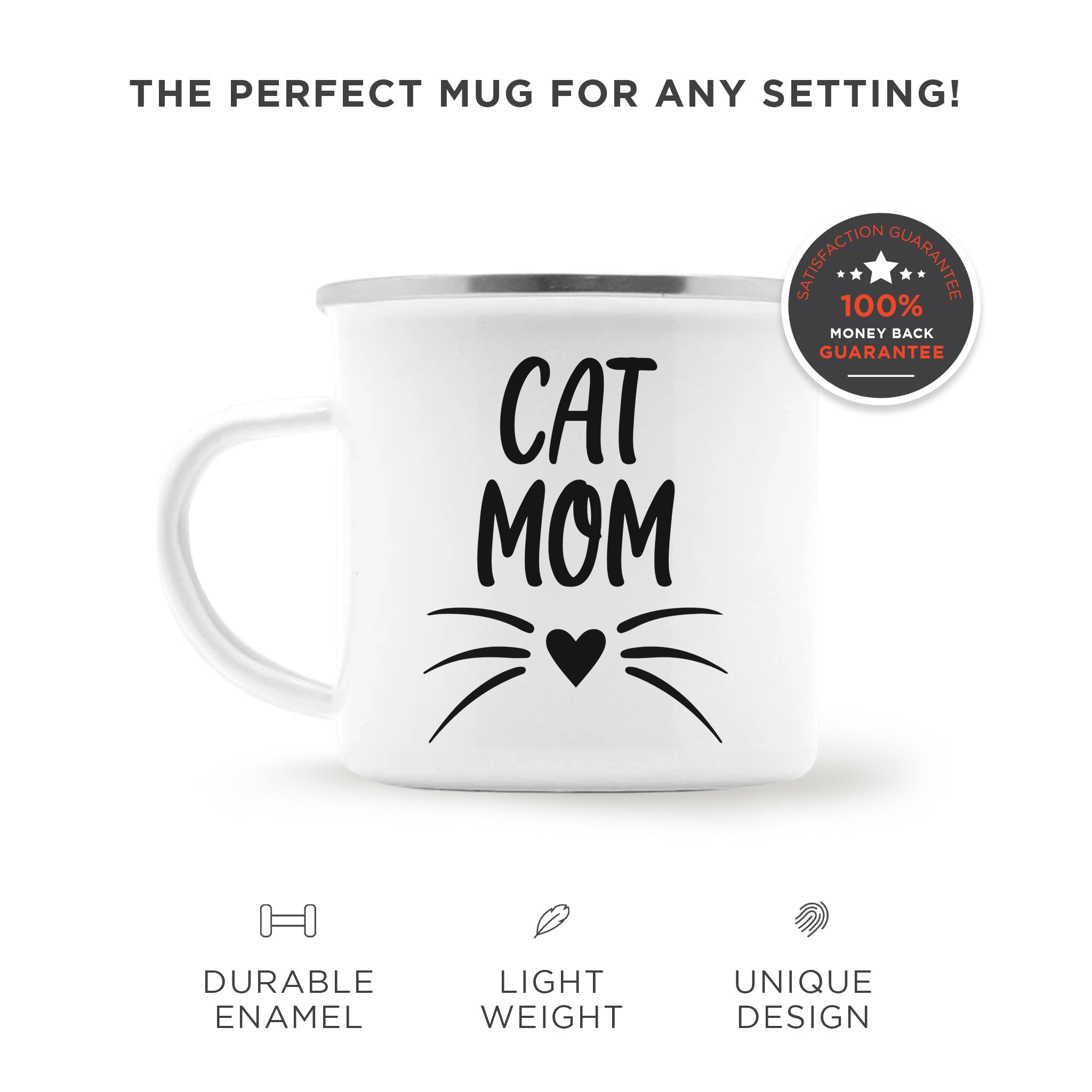 Personalized Camping Enamel Mug for Cat Moms