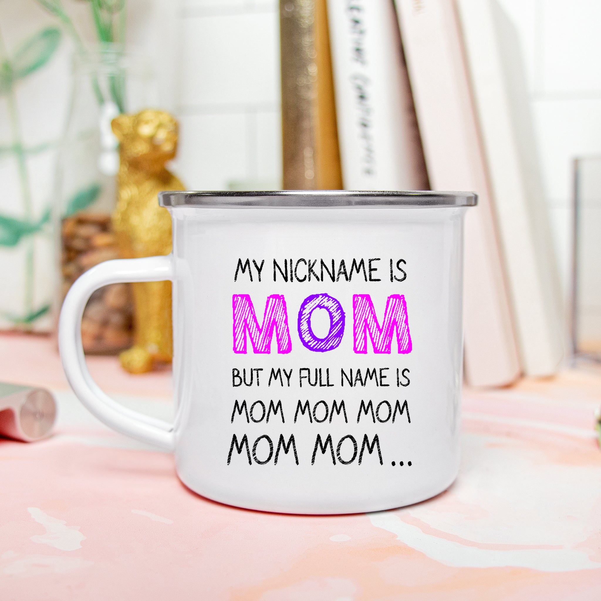 Mom Mom Mom Enamel Mug