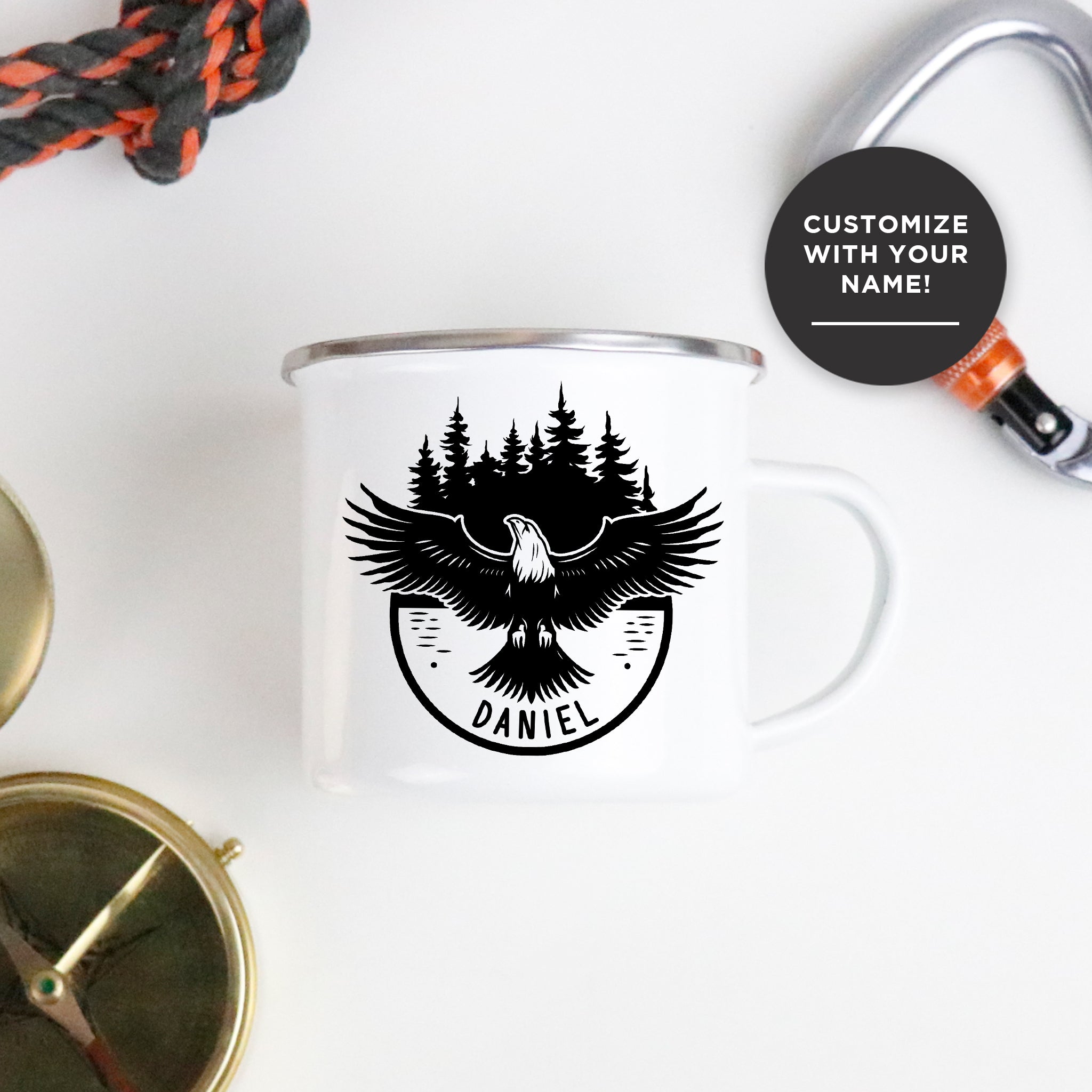 Personalized Eagle Enamel Mug