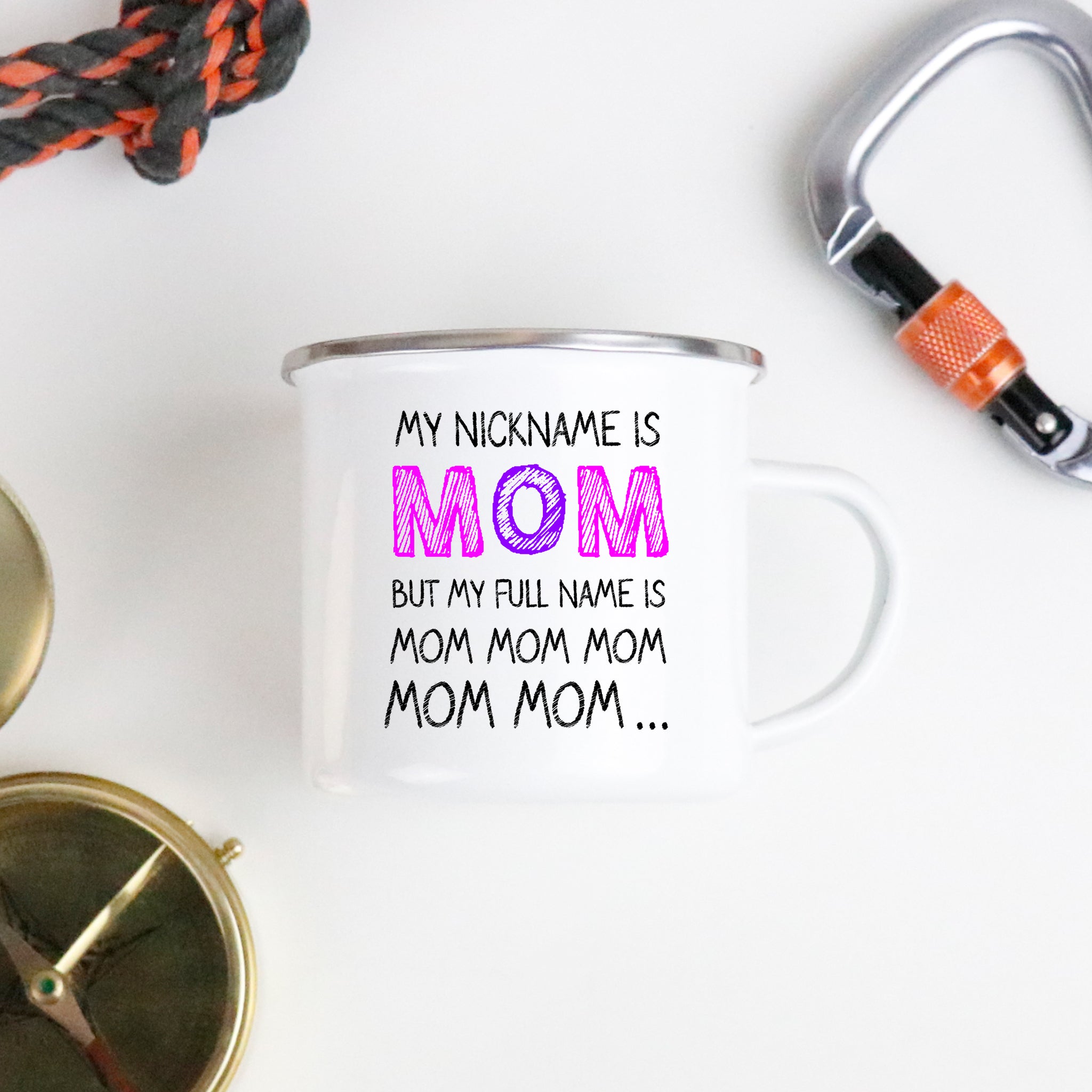 Mom Mom Mom Enamel Mug