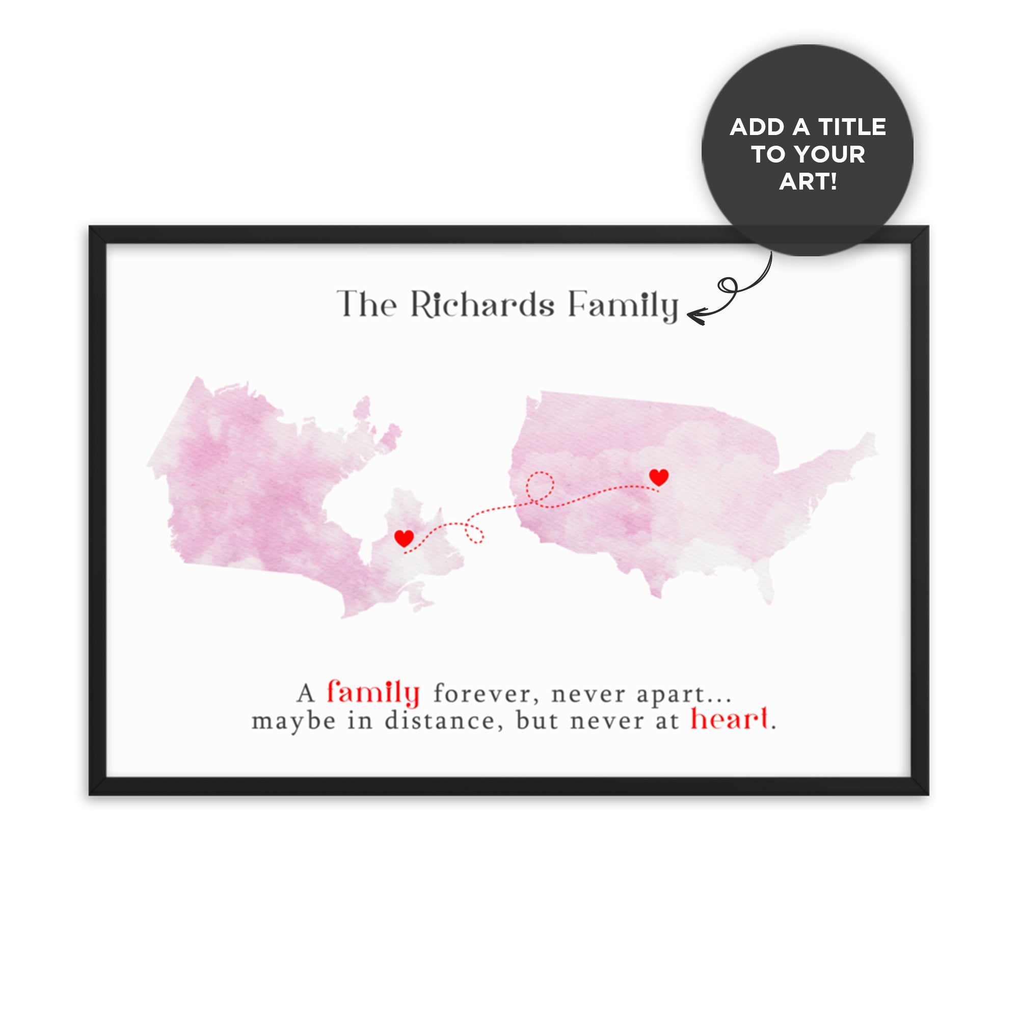 Custom Heartfelt Long Distance Family Wall Art