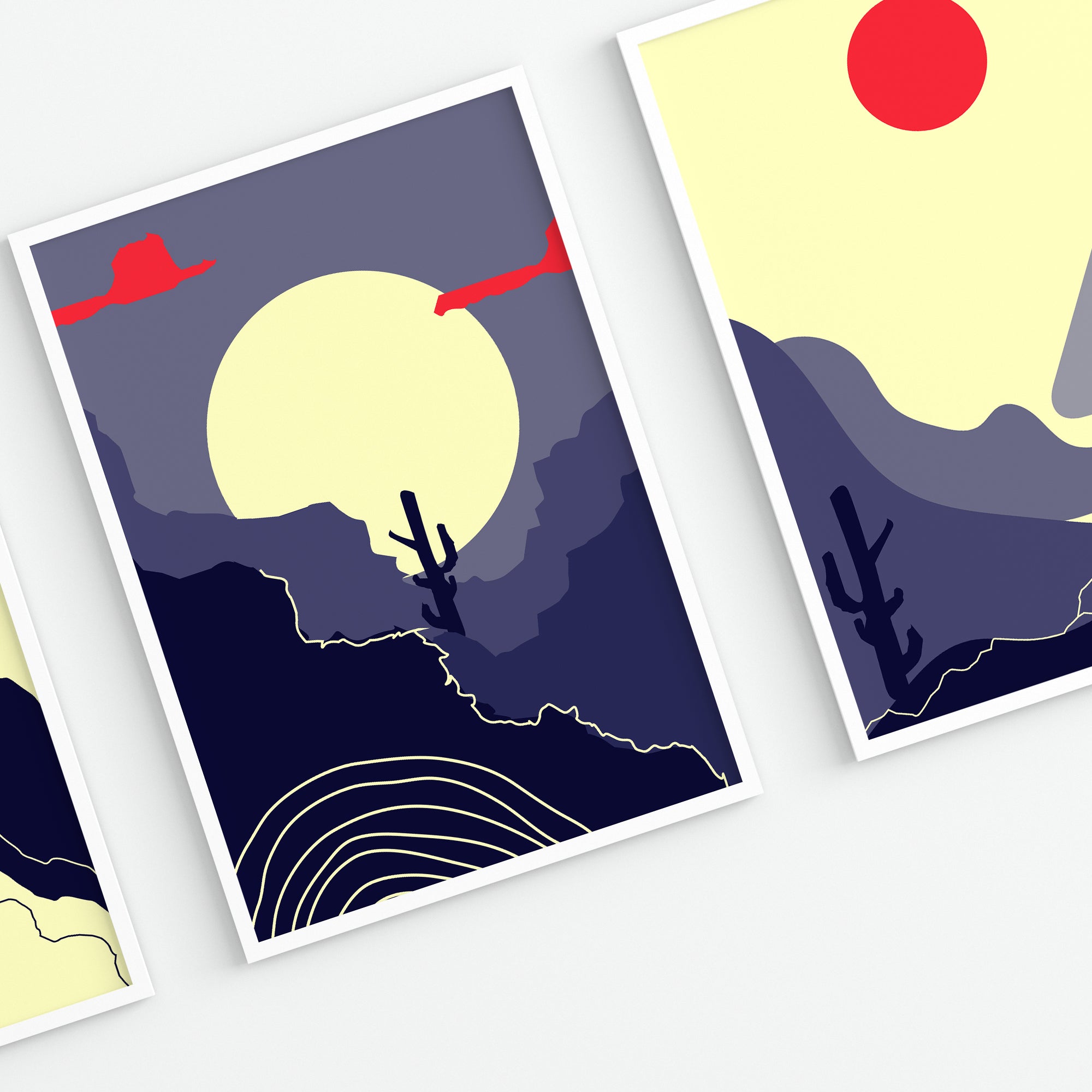 Abstract Mountain Sun Art Prints