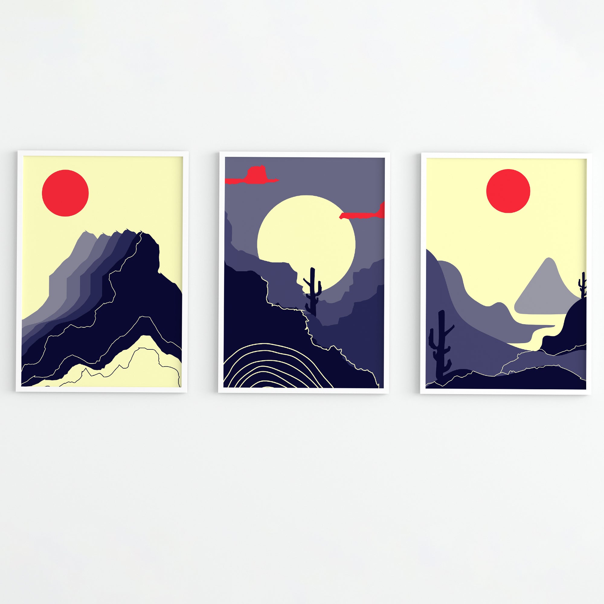 Abstract Mountain Sun Art Prints