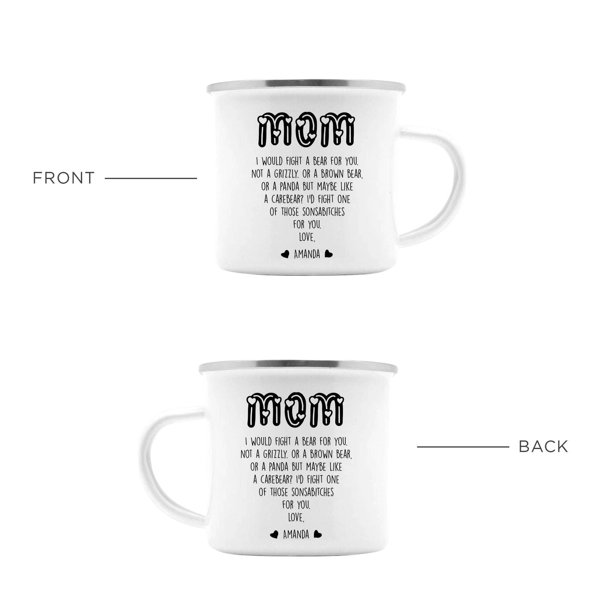 I'd Fight A Bear For You Mom PERSONALIZED Camping Mug