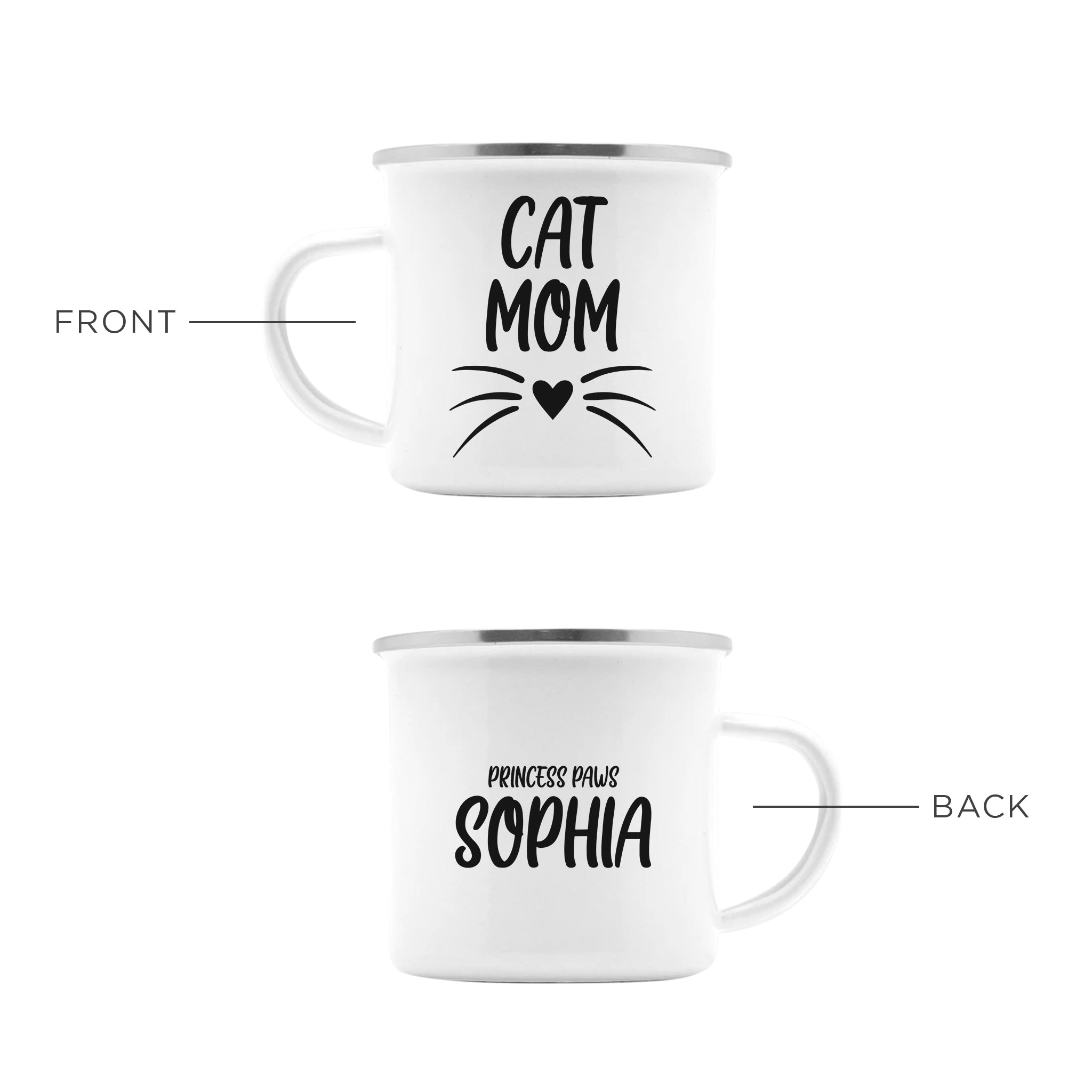 Personalized Camping Enamel Mug for Cat Moms