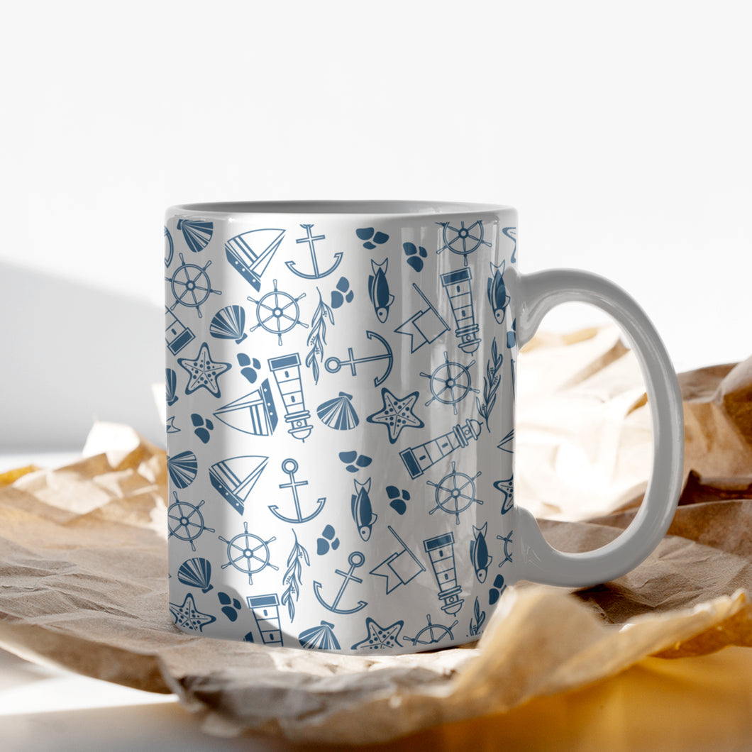 Nautical Pattern Ceramic Mug