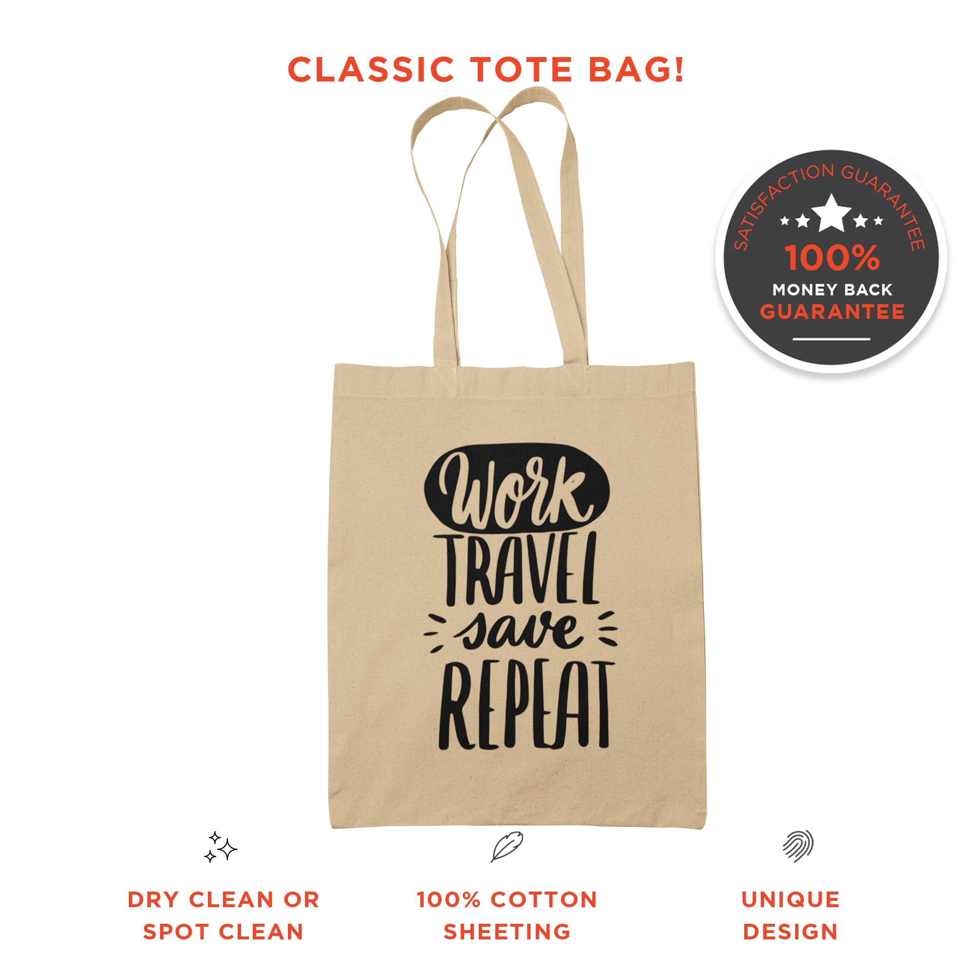 Work Save Travel Repeat Adventure Travel Tote Bag