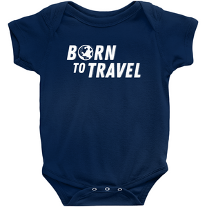 Born To Travel Baby Bodysuit - Cute Unisex New Baby Gift