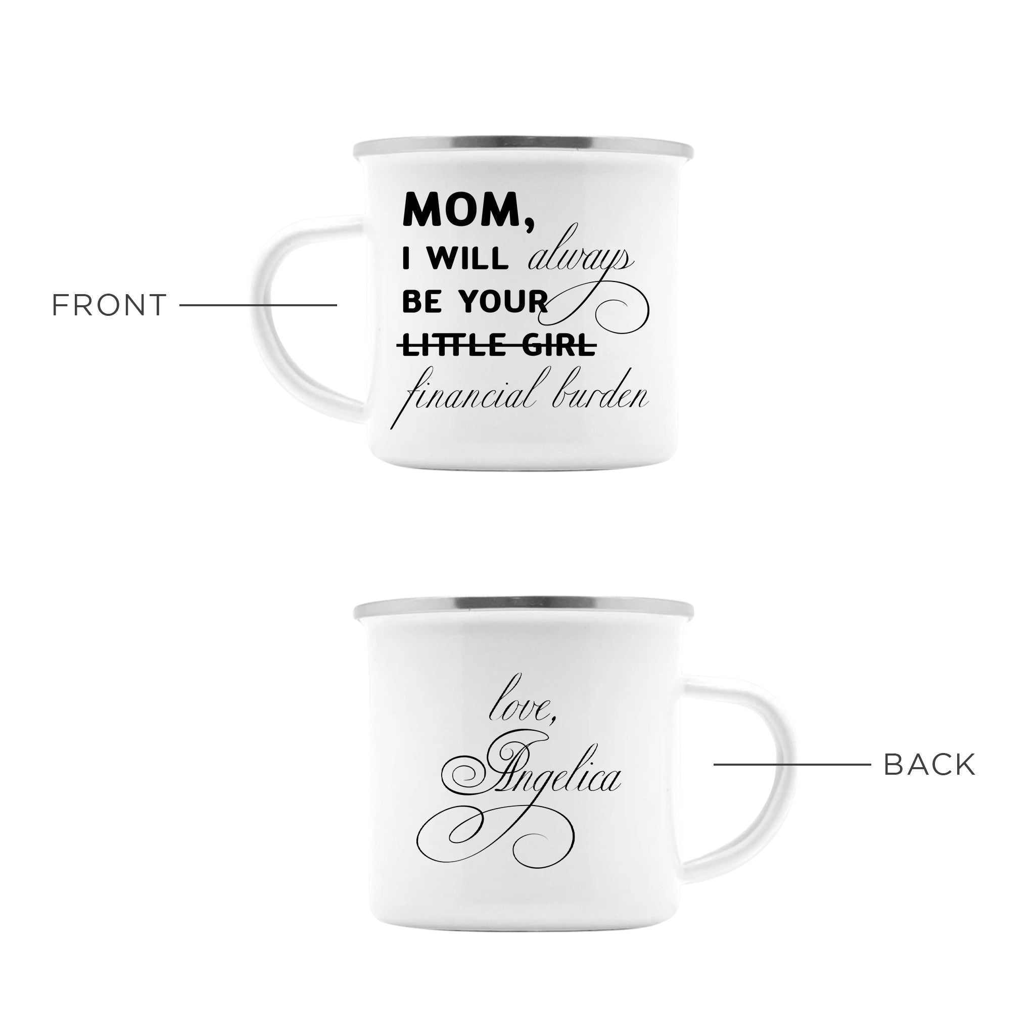 Financial Burden Mom-Daughter Enamel Mug