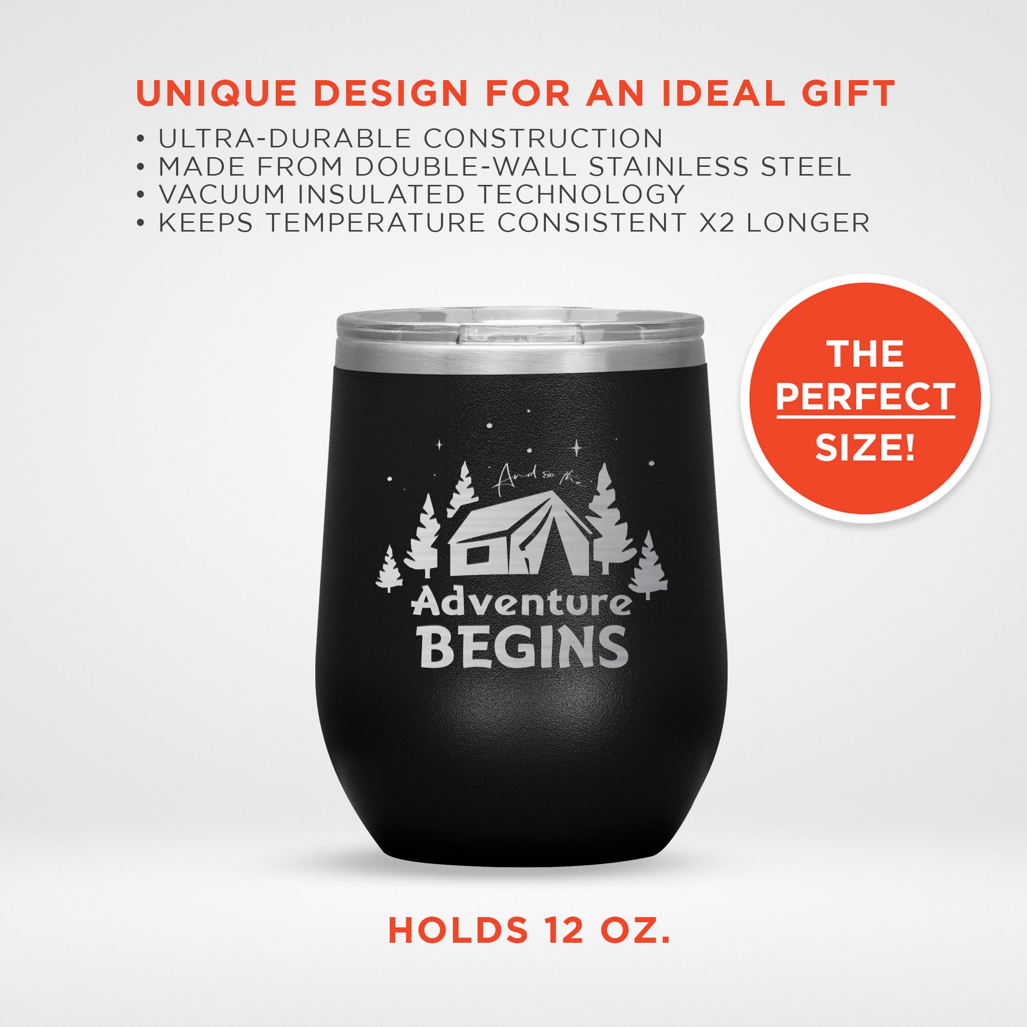 Adventure Begins 12oz Engraved Tumbler