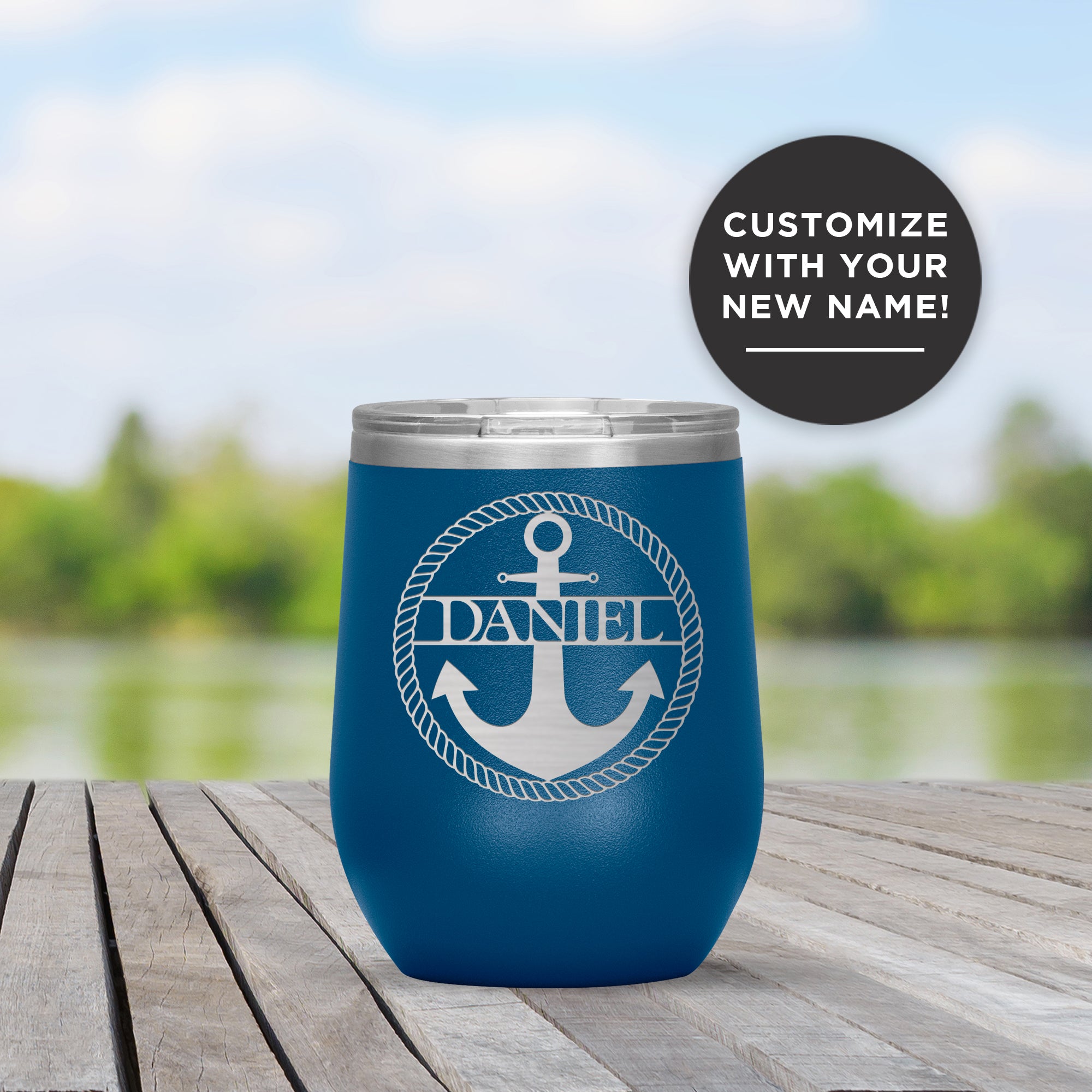 Nautical Anchor & Rope Wine Tumbler (Personalized!)