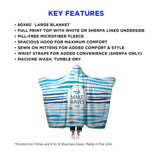 Make Waves Hooded Sherpa Travel Blanket