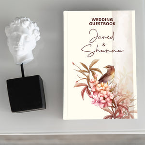 Asian Botanical Art Personalized Hardcover Wedding Book