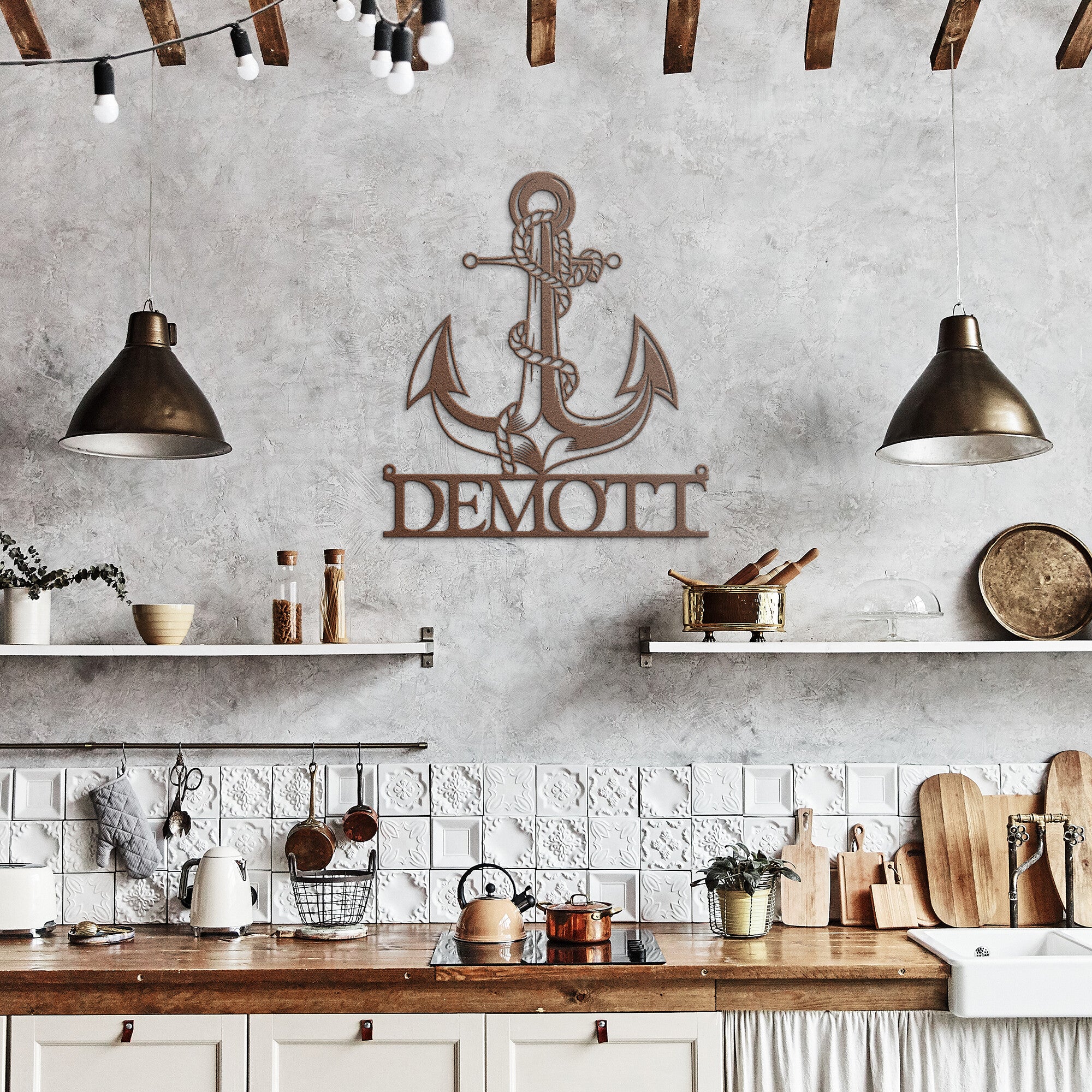 Die Cut Metal Anchor Name Sign