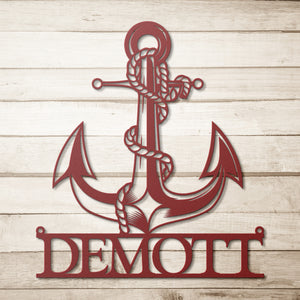 Die Cut Metal Anchor Name Sign