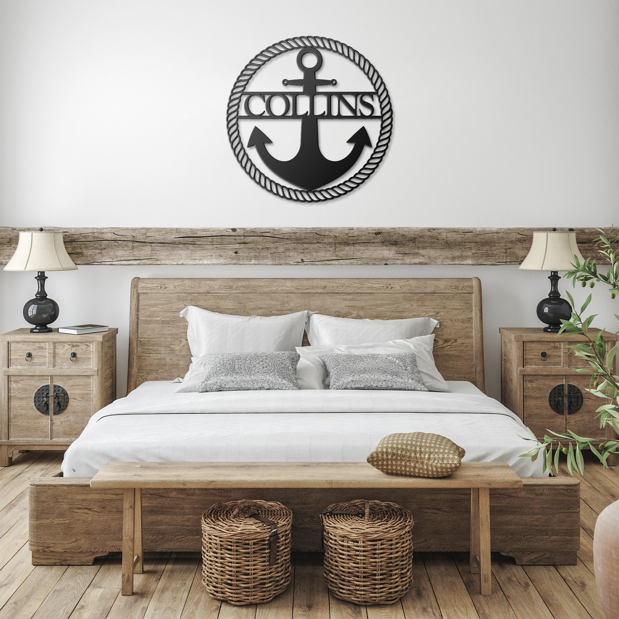 Custom Anchor & Rope Name Die-cut Metal Sign