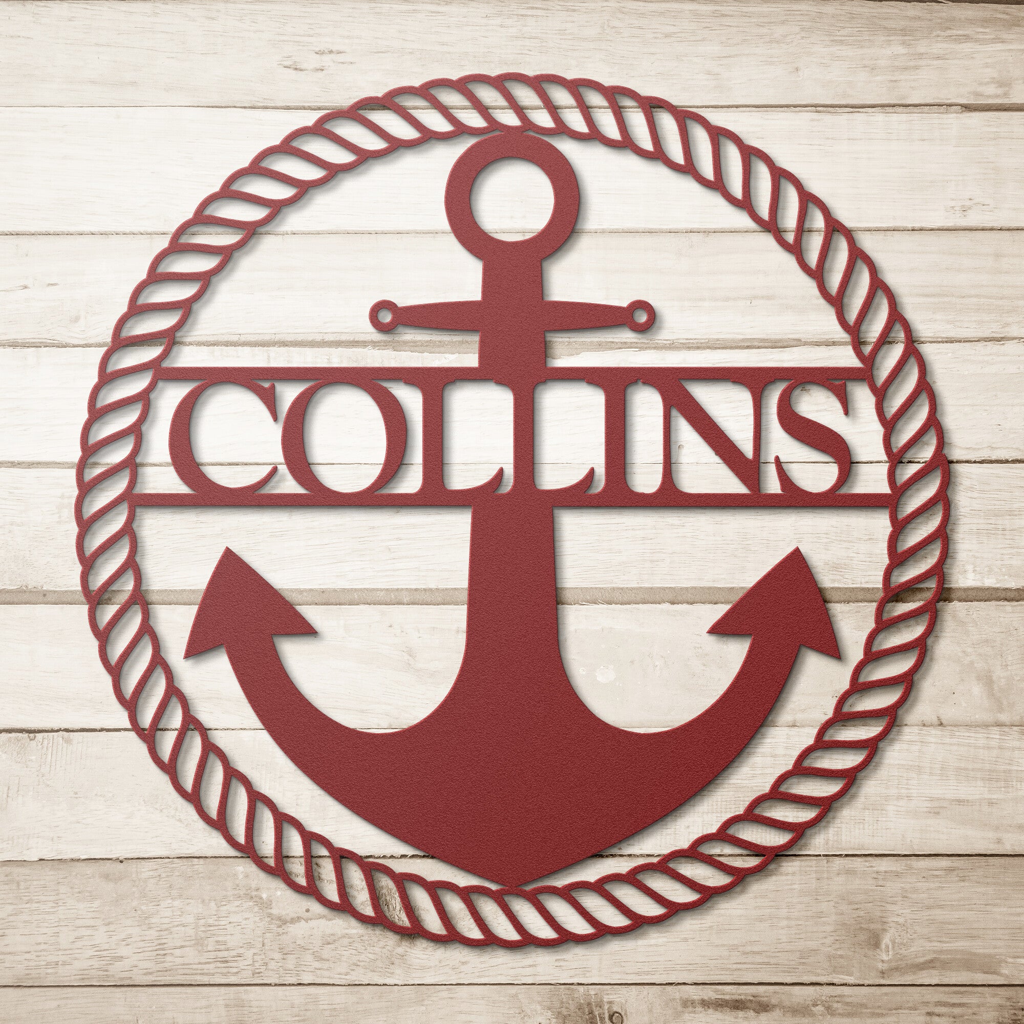 Custom Anchor & Rope Name Die-cut Metal Sign