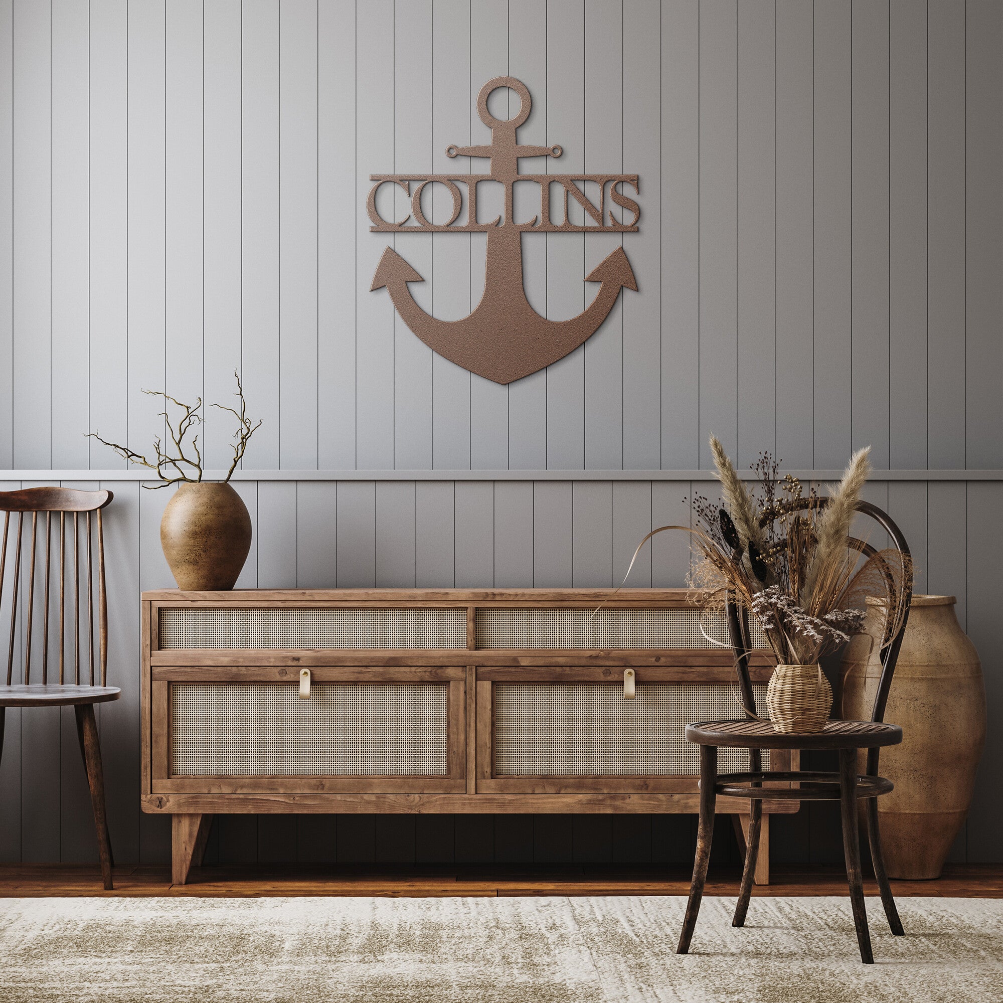Personalized Metal Anchor Family Name Sign
