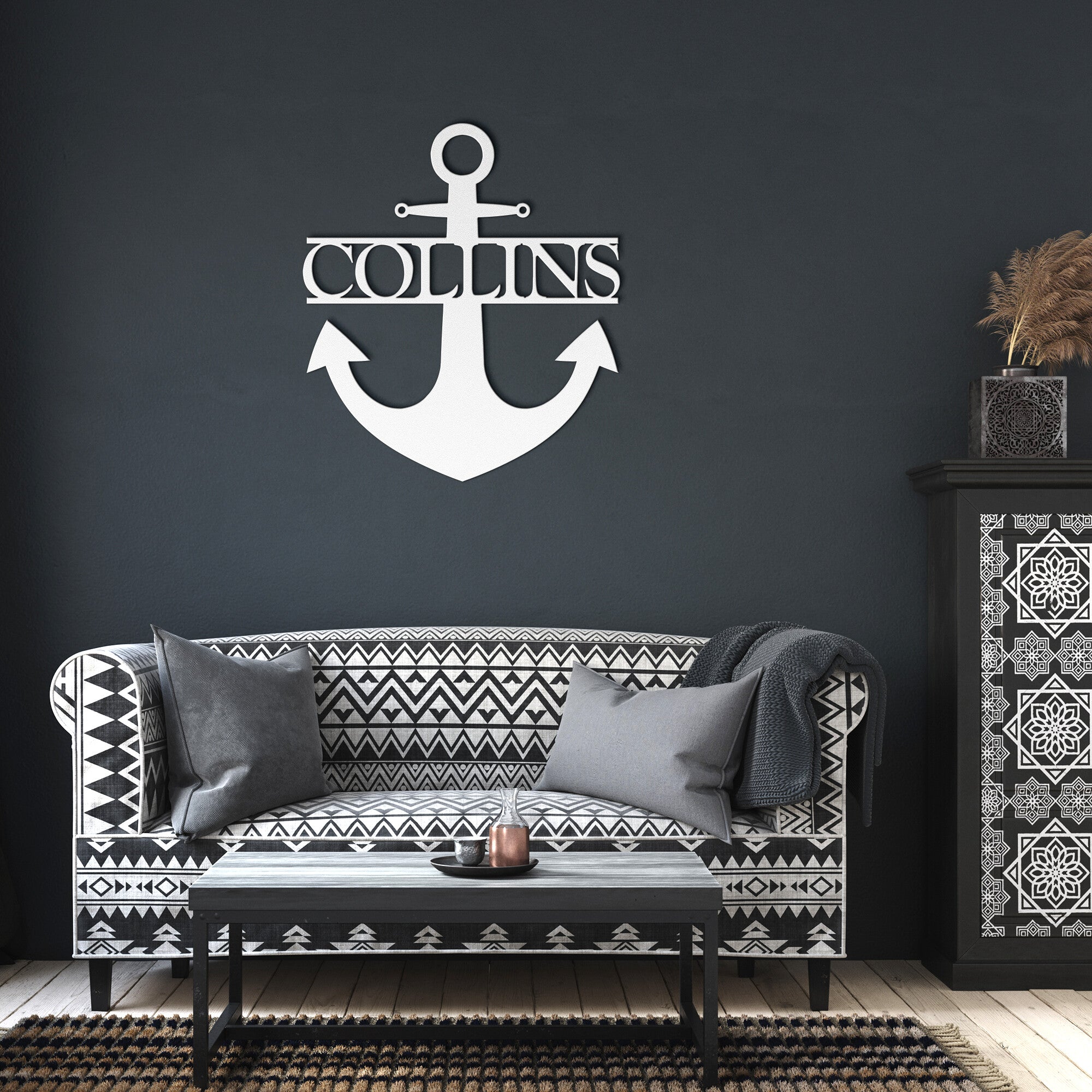 Personalized Metal Anchor Family Name Sign