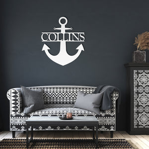 Personalized Metal Anchor Family Name Sign