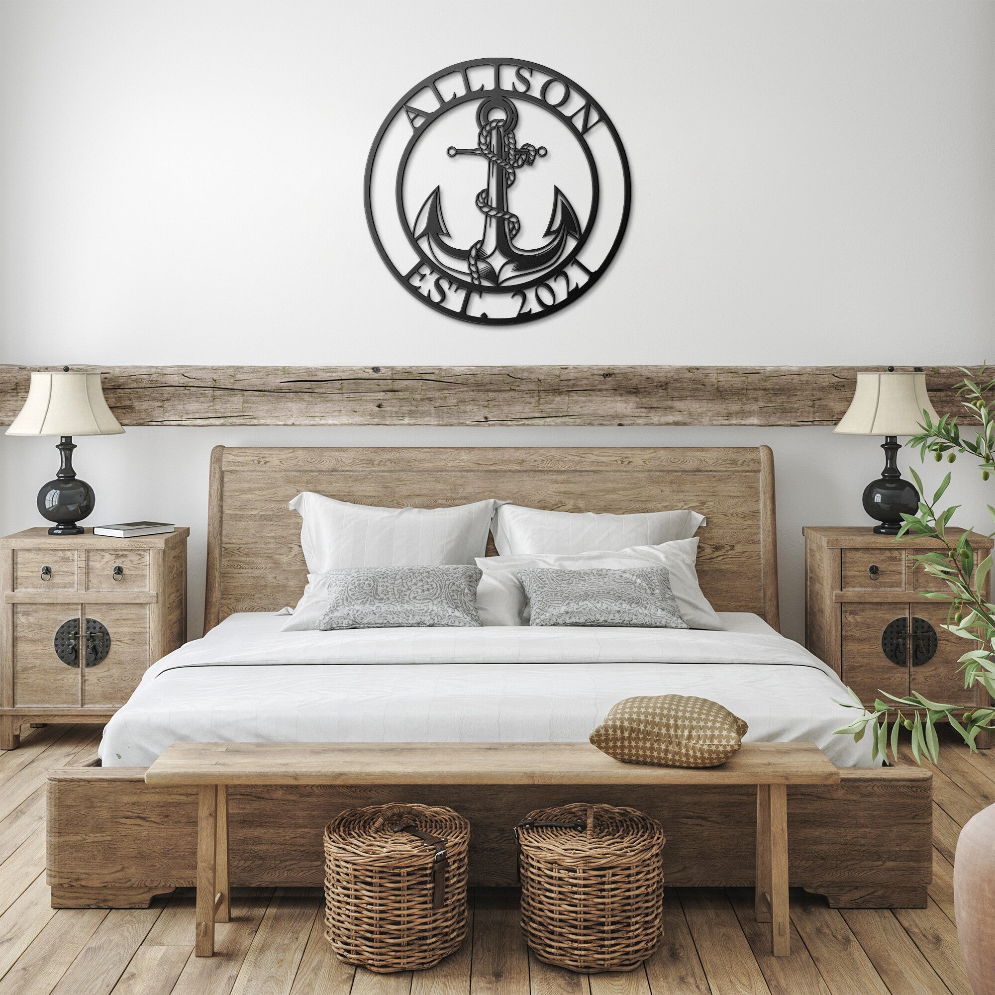 Personalized Anchor & Rope Boat House Metal Sign