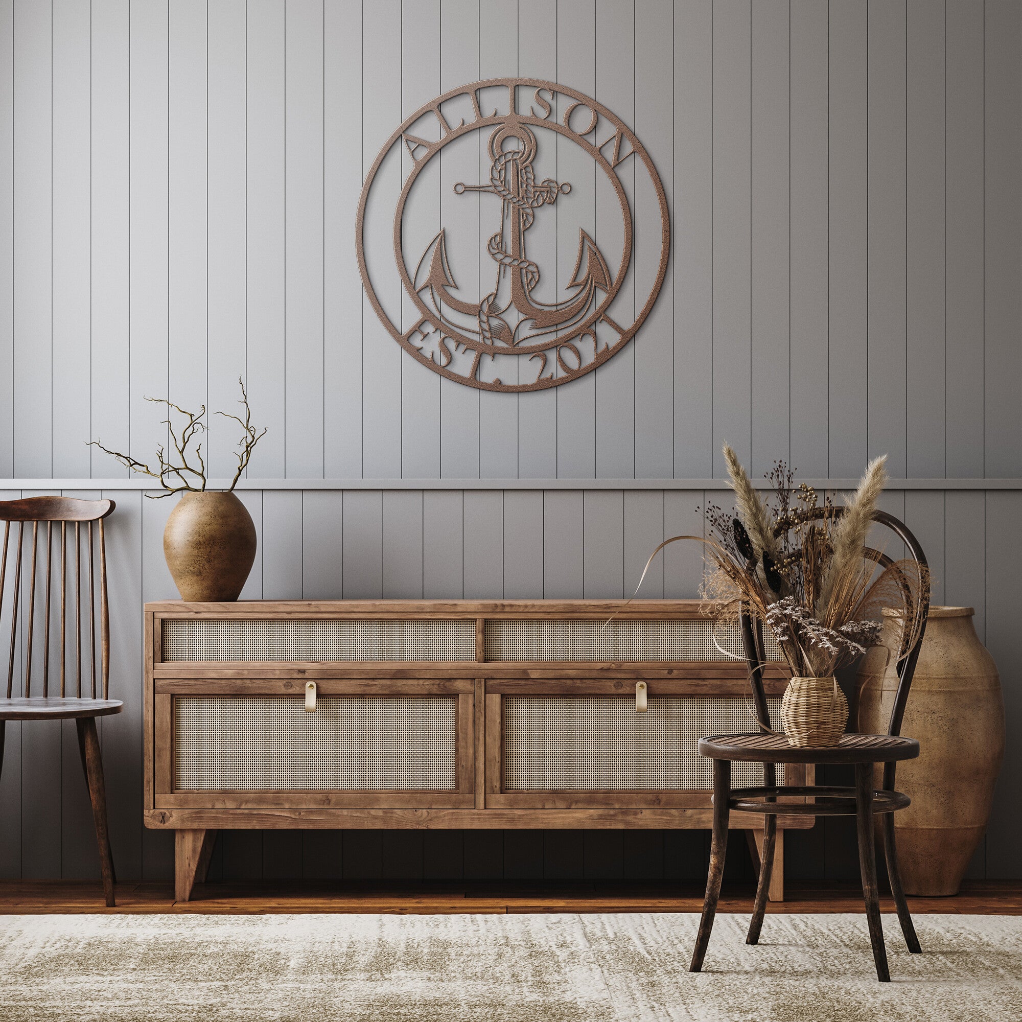 Personalized Anchor & Rope Boat House Metal Sign
