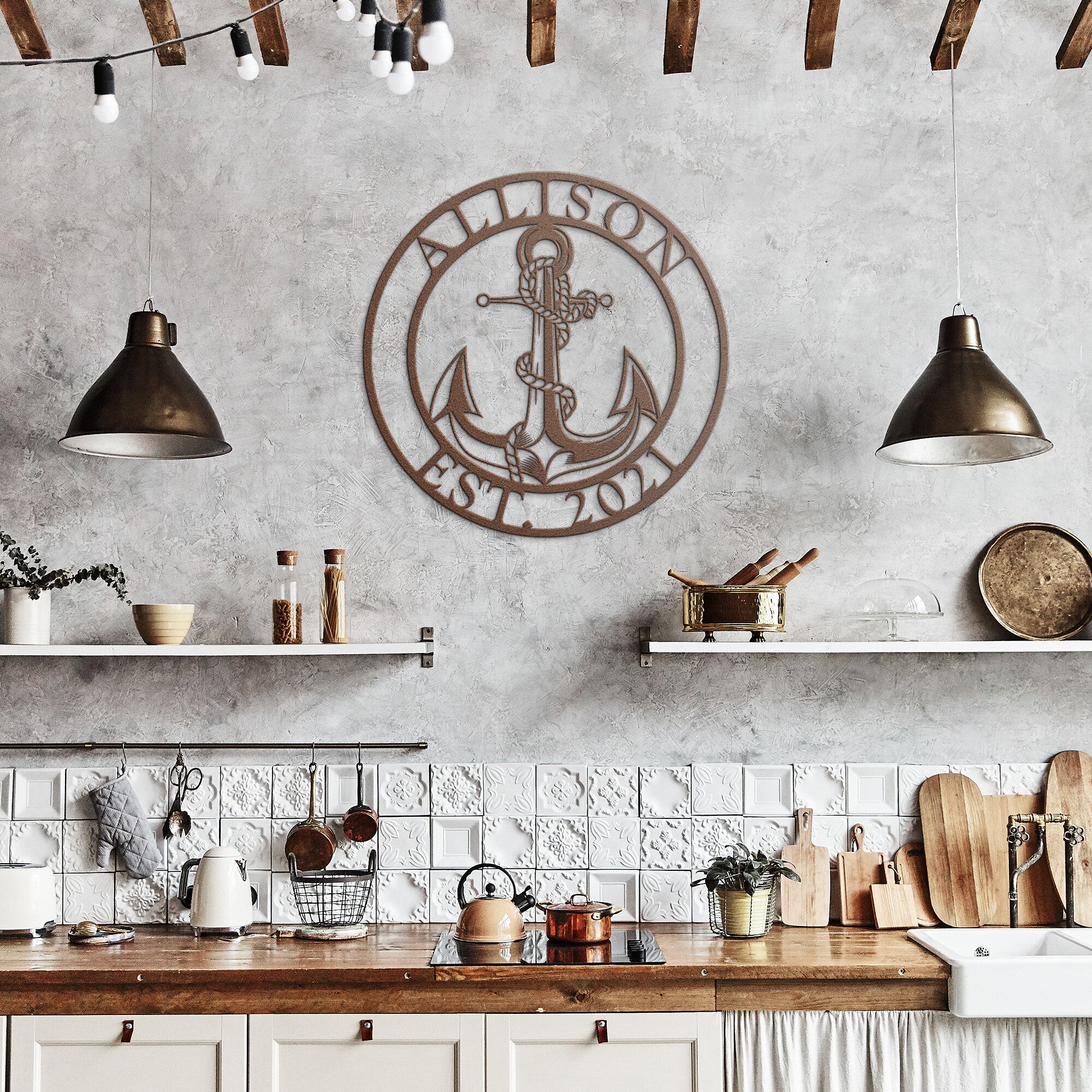 Personalized Anchor & Rope Boat House Metal Sign