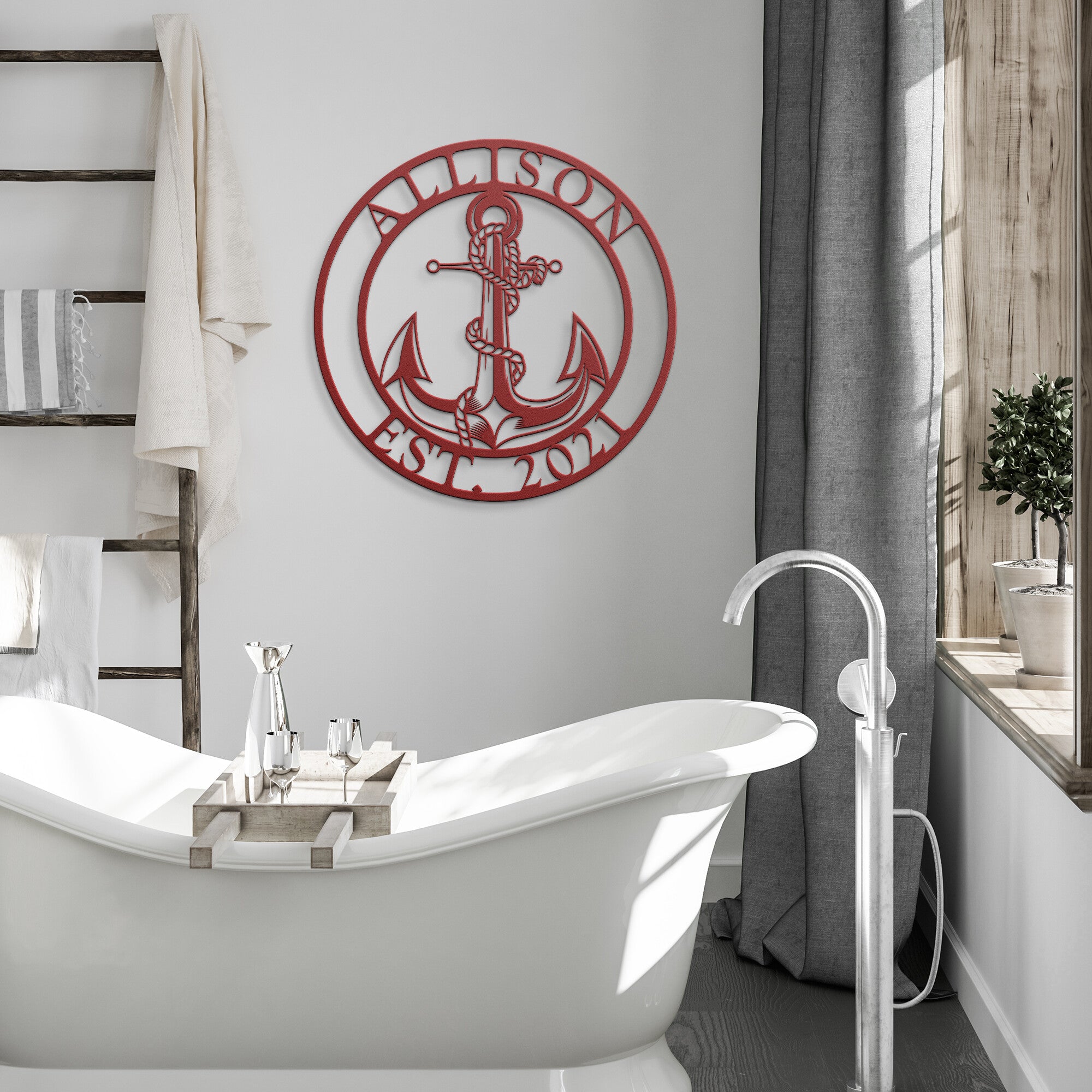 Personalized Anchor & Rope Boat House Metal Sign
