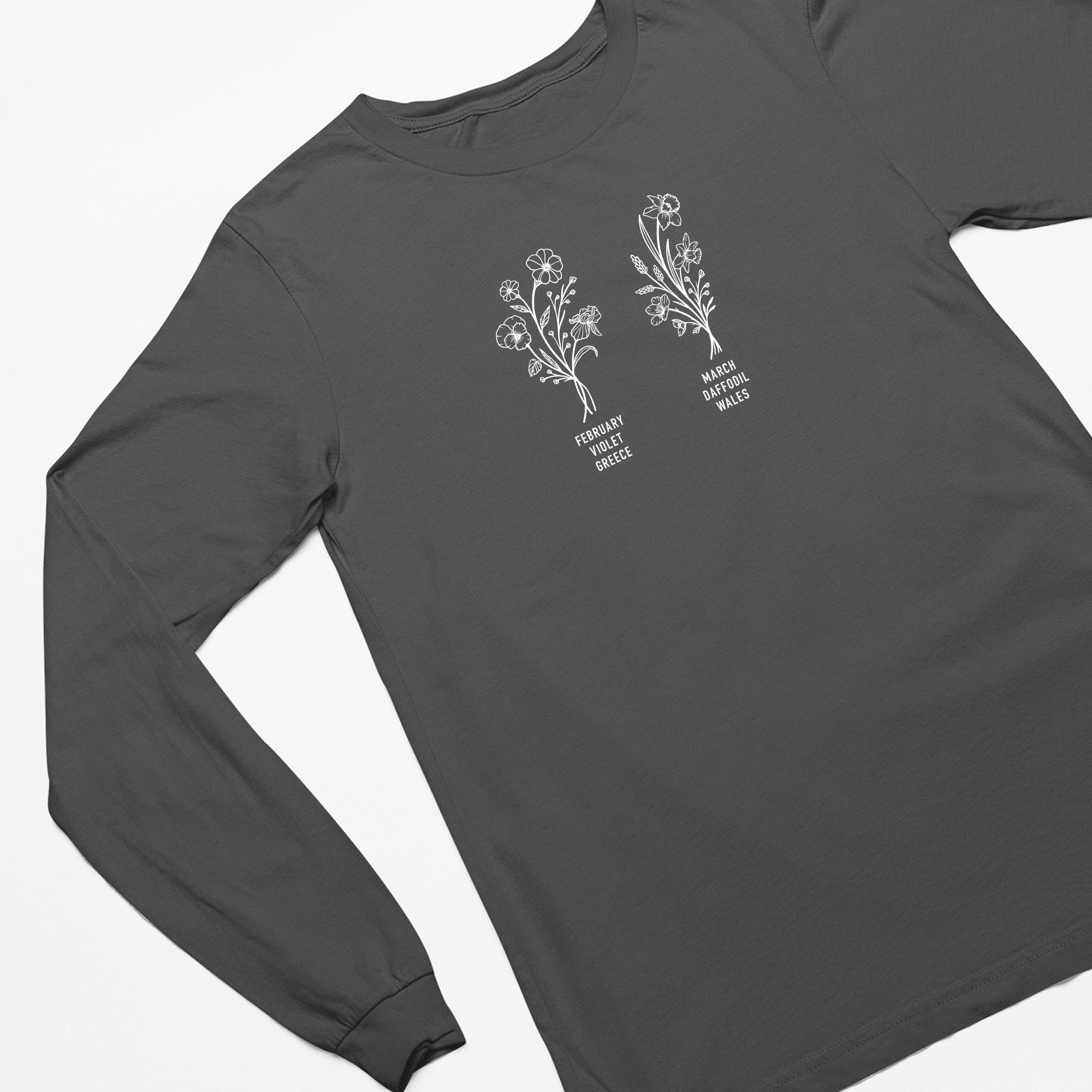 Personalized Birth Month Flower Long Sleeve Shirt